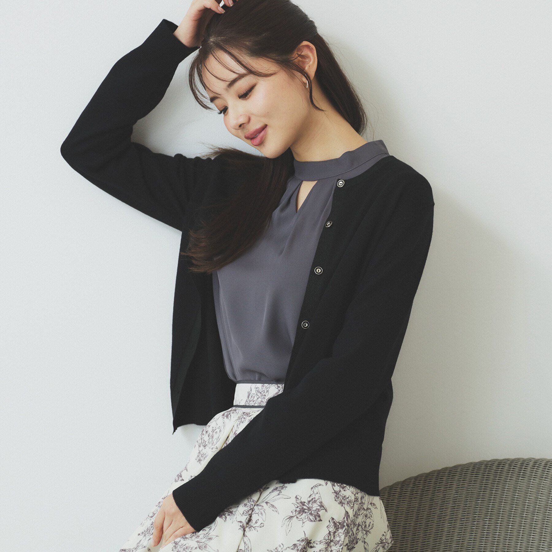 index「ラメトリムカーディガン【洗濯機洗い可】」|カーディガン|