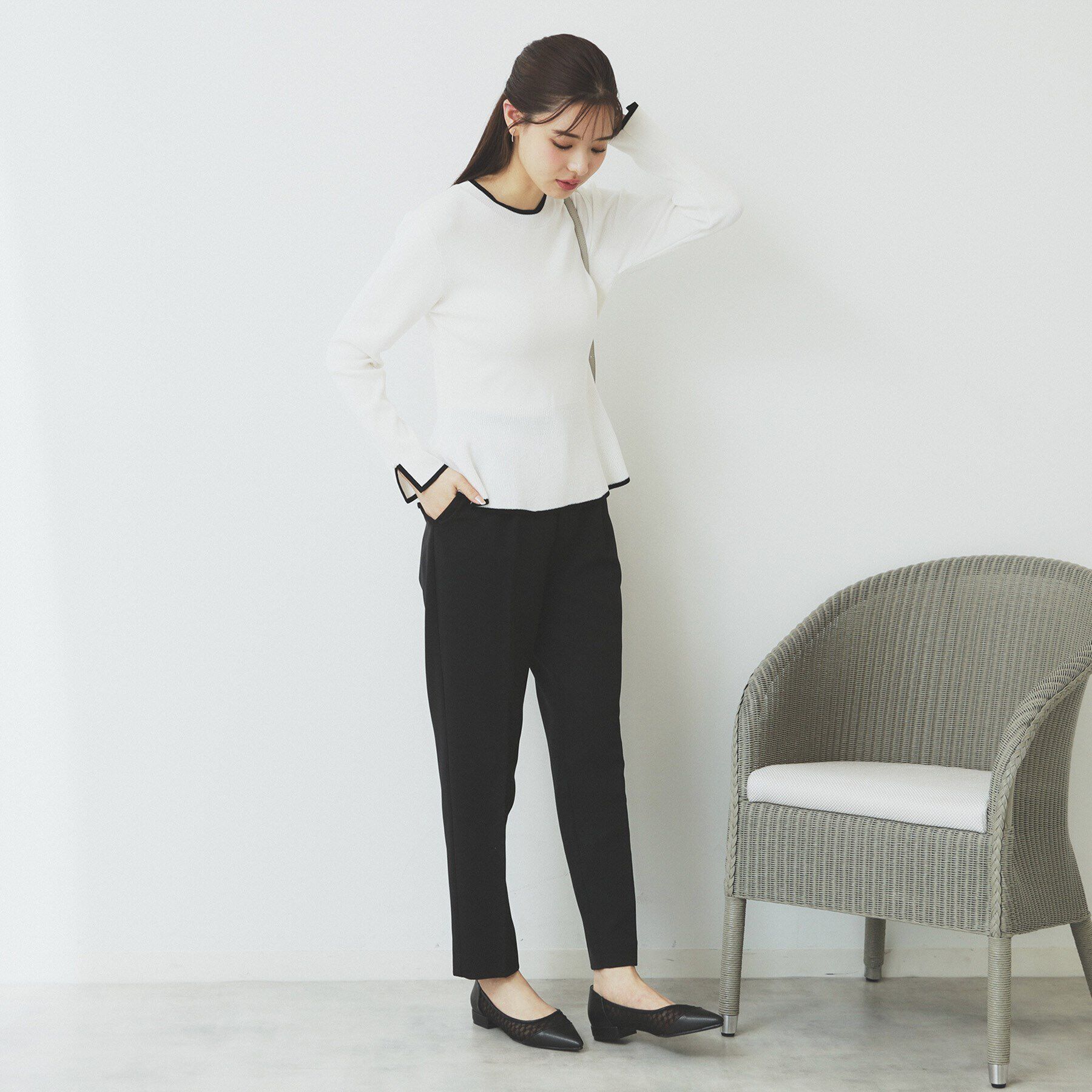 index「バイカラーペプラムニット【洗濯機洗い可】」|ニット・セーター|