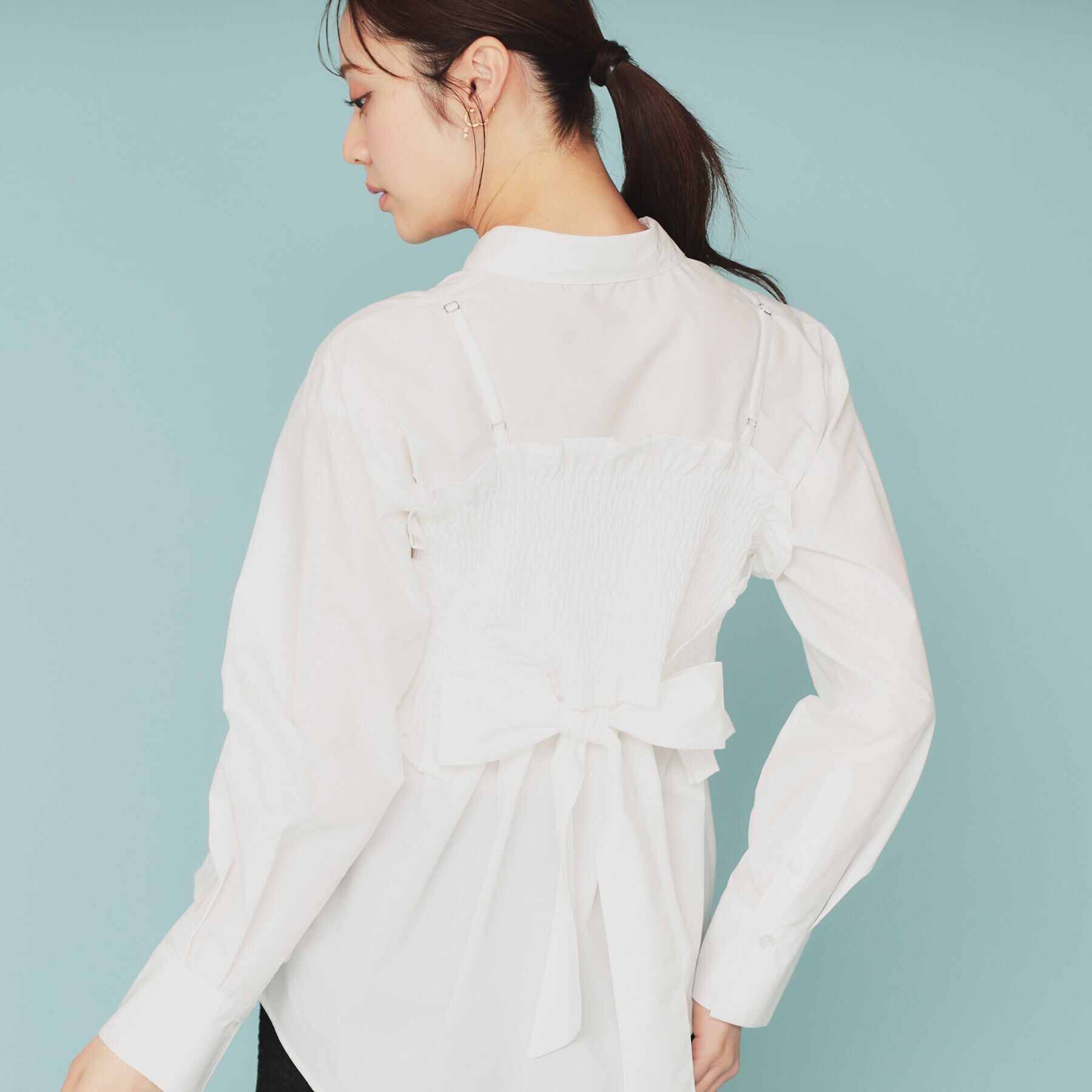 index「《andGIRL掲載》ビスチェレイヤードロングシャツ【洗濯機洗い可】」|シャツ・ブラウス|
