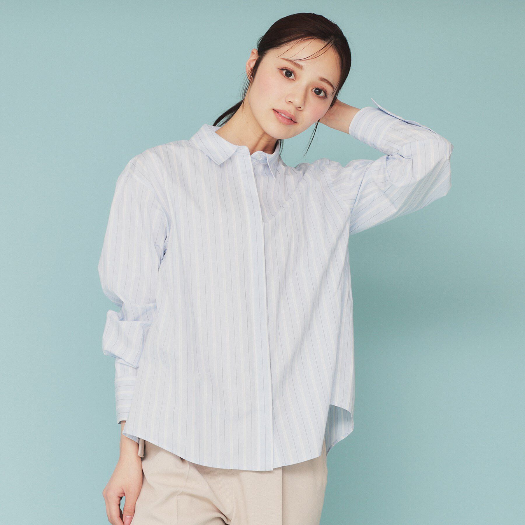 index「《andGIRL掲載》ビスチェレイヤードロングシャツ【洗濯機洗い可】」|シャツ・ブラウス|