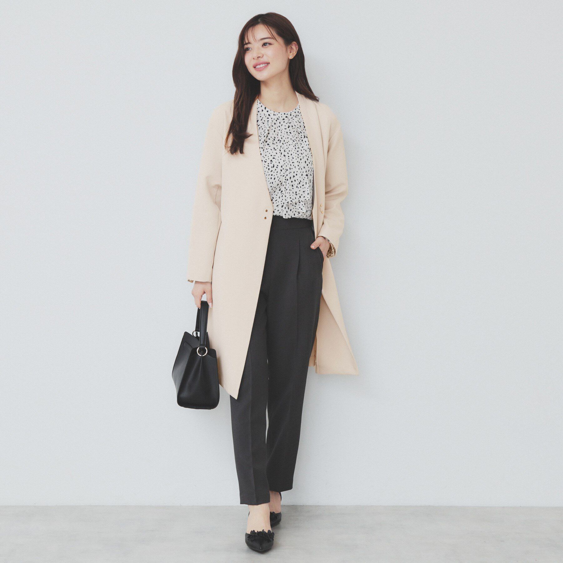 index「ストレッチノーカラーコート【洗濯機洗い可/イージーアイロン】」|ノーカラーコート|