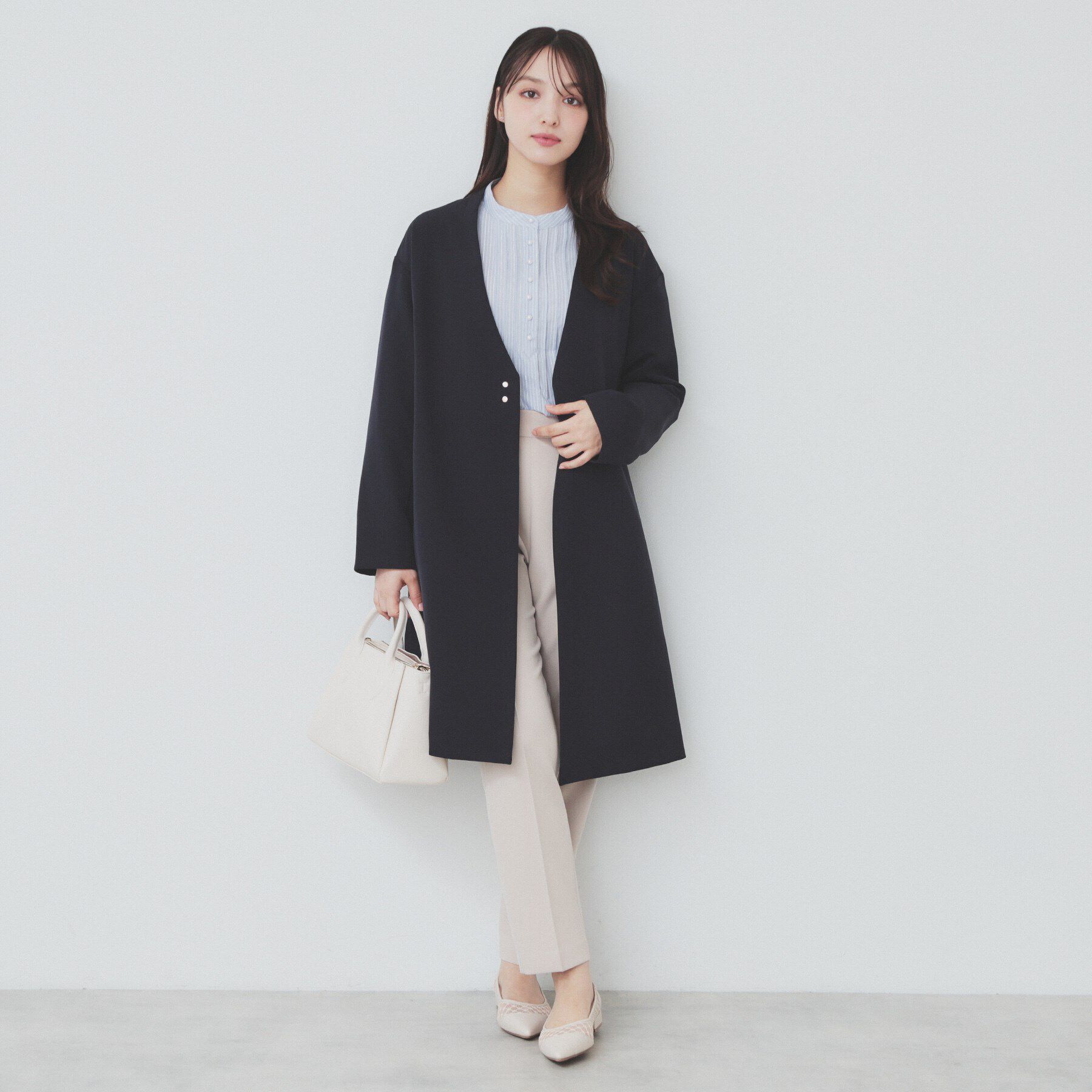 index「ストレッチノーカラーコート【洗濯機洗い可/イージーアイロン】」|ノーカラーコート|