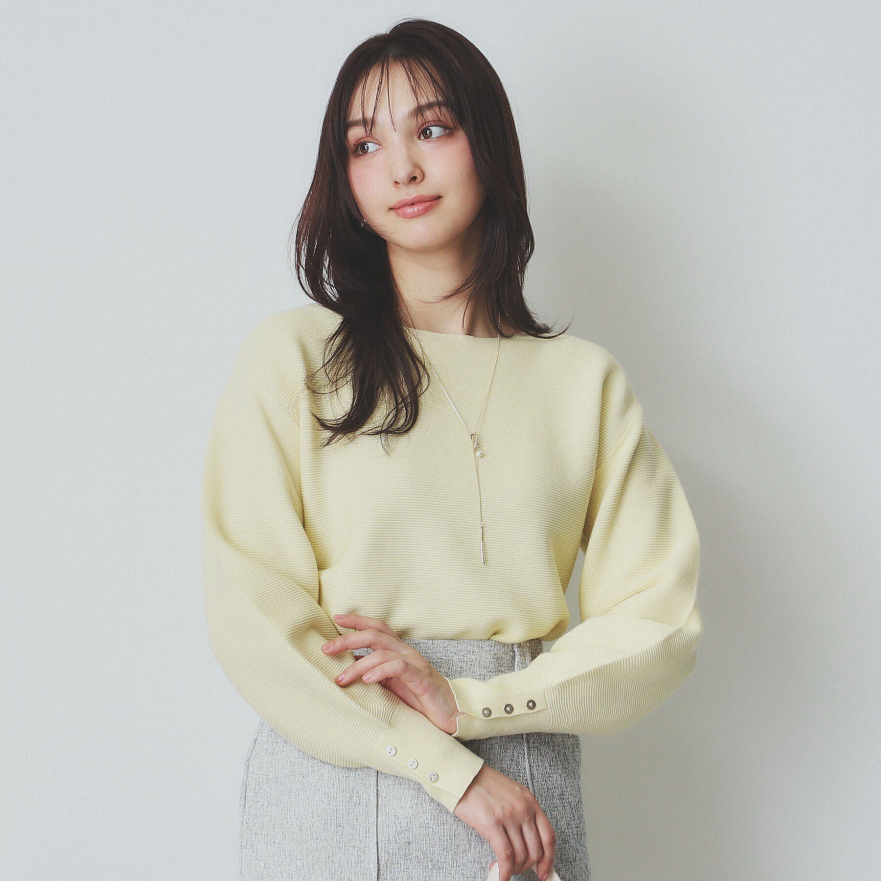 index「《6color》ガーターボートネックニット【UV/洗濯機洗い可】」|ニット・セーター|ライトイエロー(03