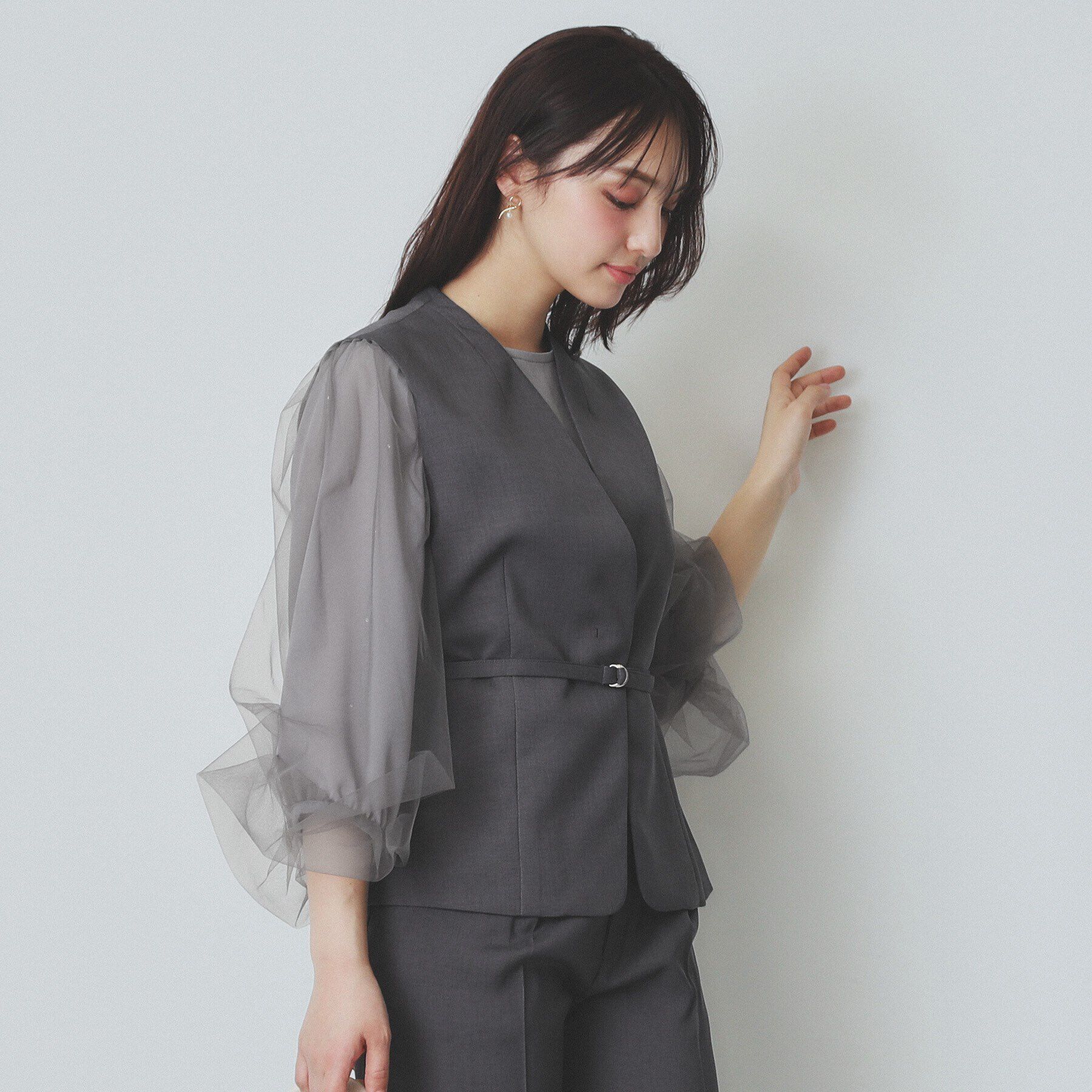 index「ドライタッチストレッチノーカラージレ/セットアップ対応【洗濯機洗い可/イージーアイロン】」|ベスト・ジレ|