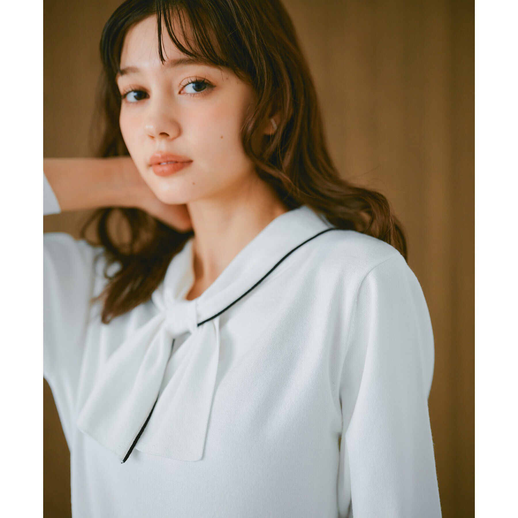 index「ロールカラーボウタイニット【洗濯機洗い可】」|ニット・セーター|