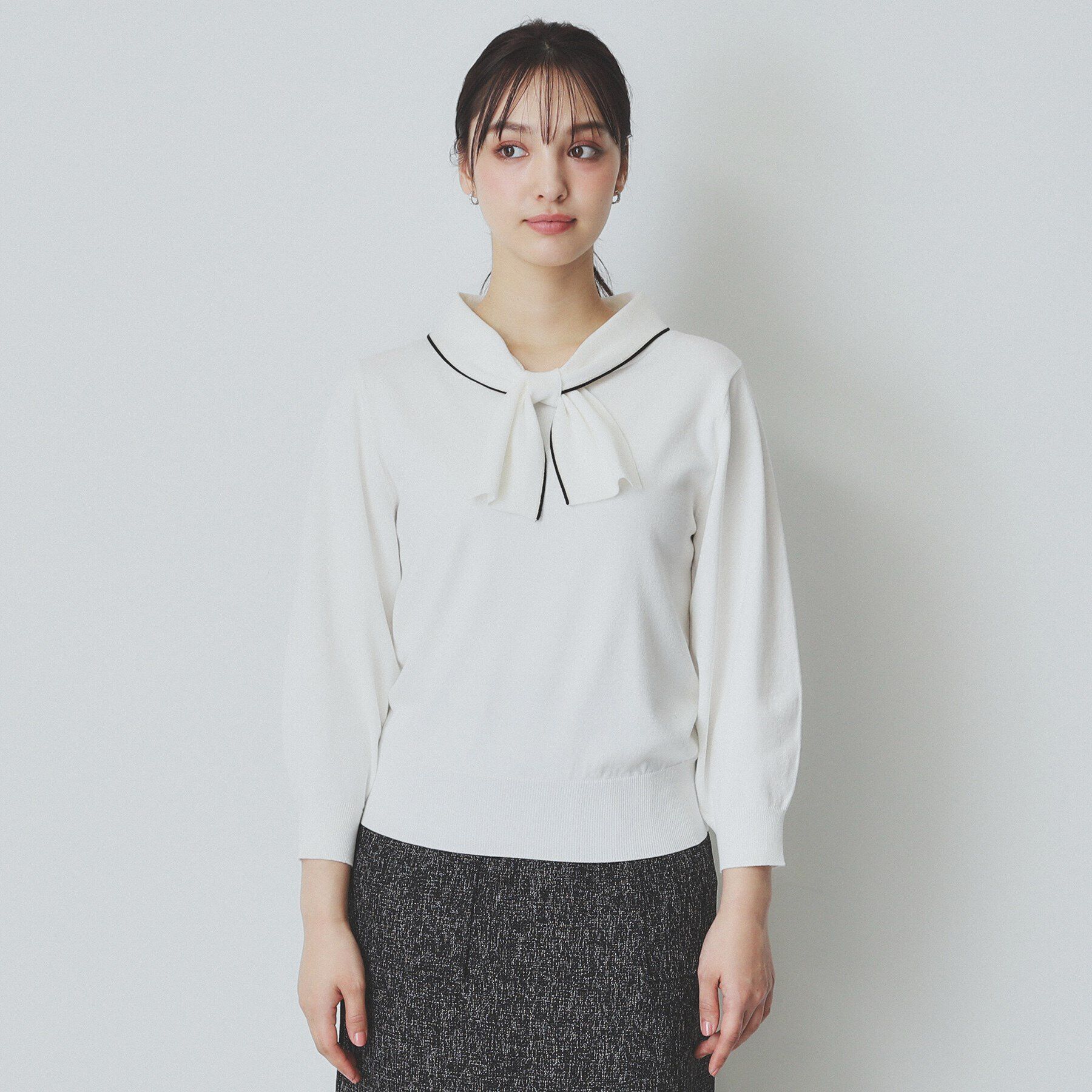 index「ロールカラーボウタイニット【洗濯機洗い可】」|ニット・セーター|