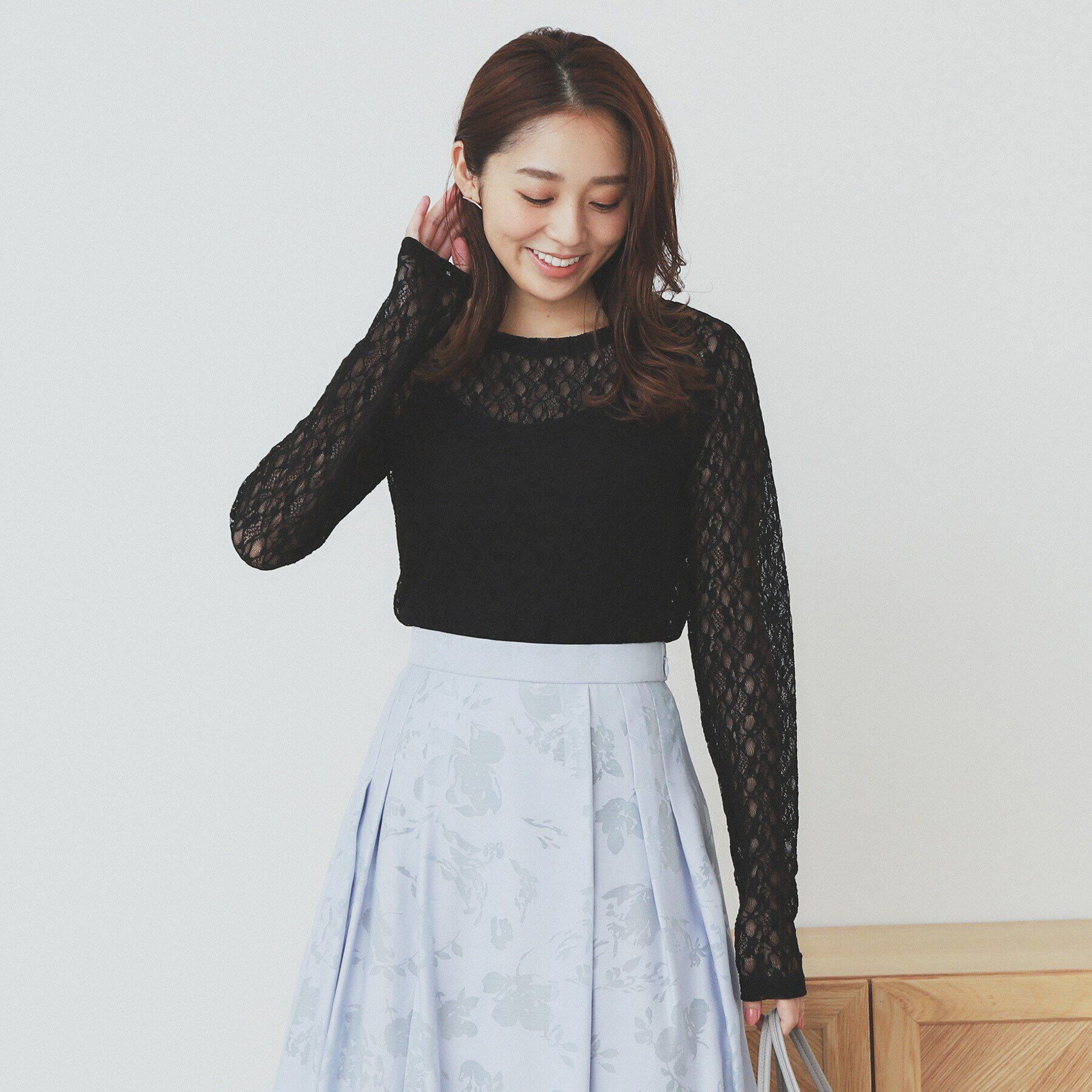 index「シアーフラワーストレッチトップス【洗濯機洗い可】」|Tシャツ・カットソー|