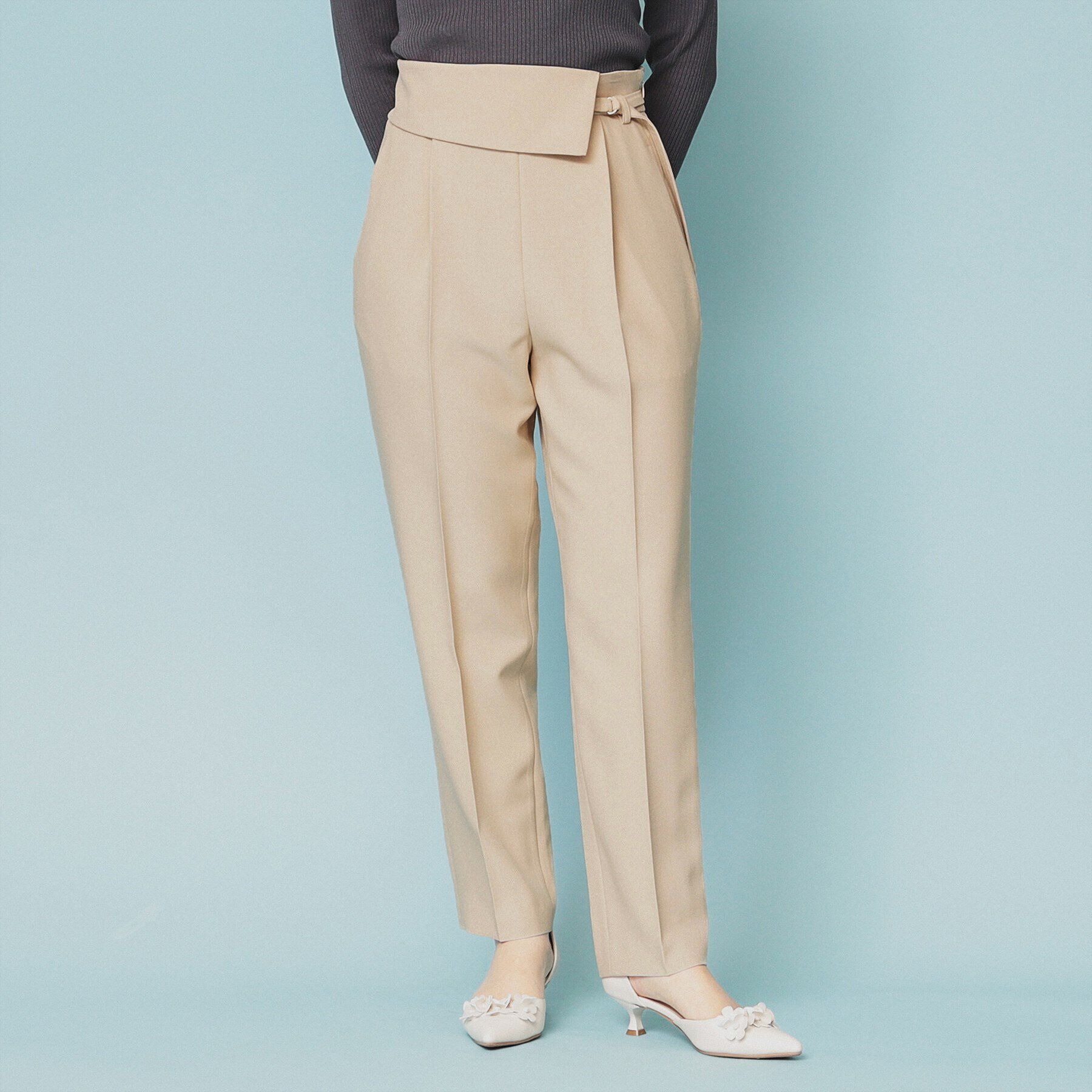 index「ウエスト折り返しテーパードパンツ【洗濯機洗い可/防シワ】」|その他|ライトベージュ(05