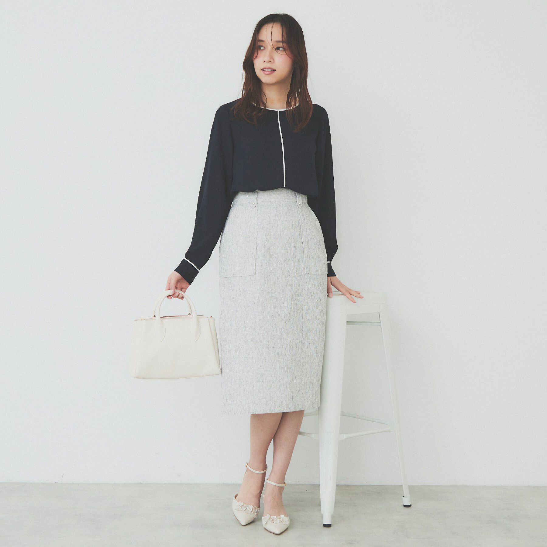 index「バイカラーパイピングブラウス【洗濯機洗い可】」|シャツ・ブラウス|