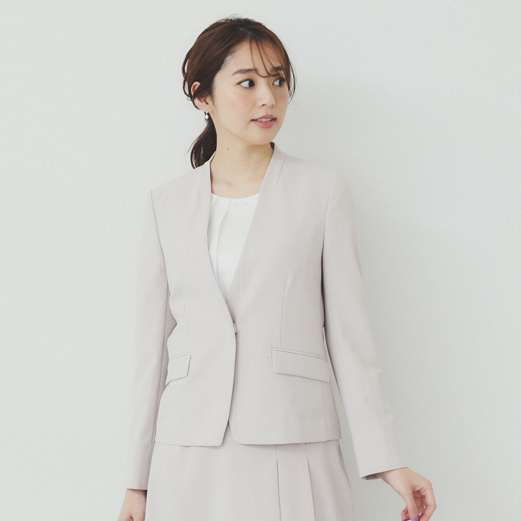 index「ストレッチノーカラージャケット/セットアップ対応可【洗える/イージーアイロン/抗ピル】」|ノーカラージャケット|