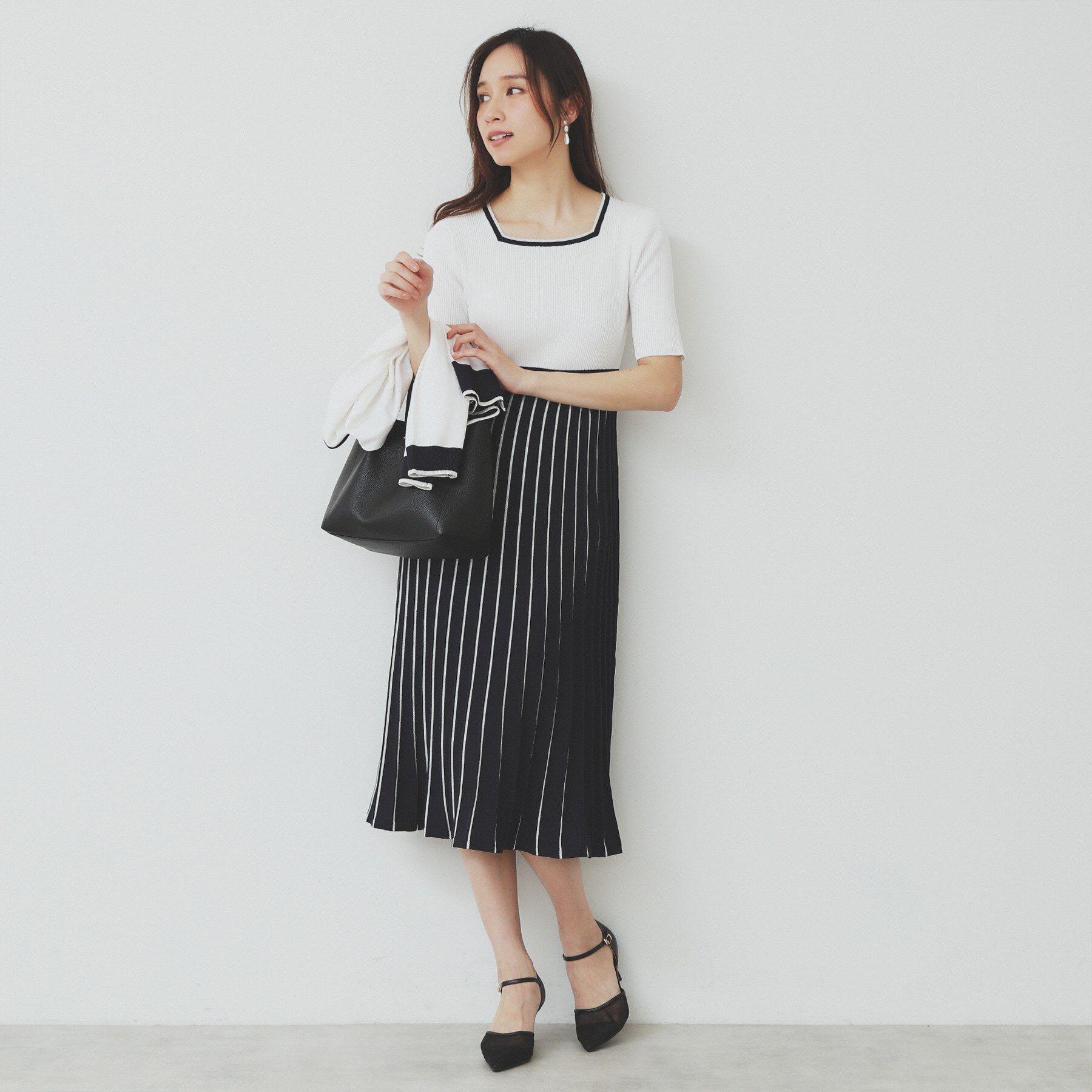 index「《ツインセット》カーディガン&times;バイカラーニットワンピース【洗濯機洗い可/抗ピル】」|スーツ|