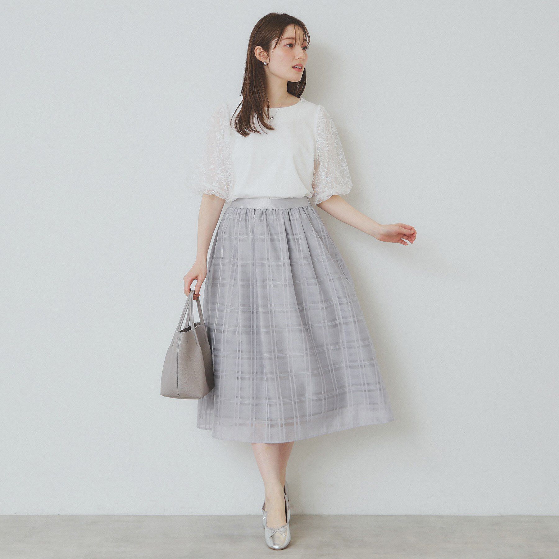 index「シアーチェックタックフレアスカート【洗濯機洗い可/イージーアイロン】」|スカート|
