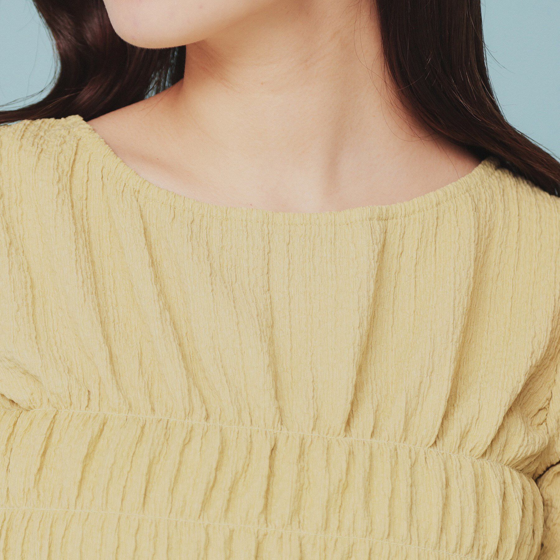 index「シャーリングペプラムトップス【洗濯機洗い可】」|Tシャツ・カットソー|