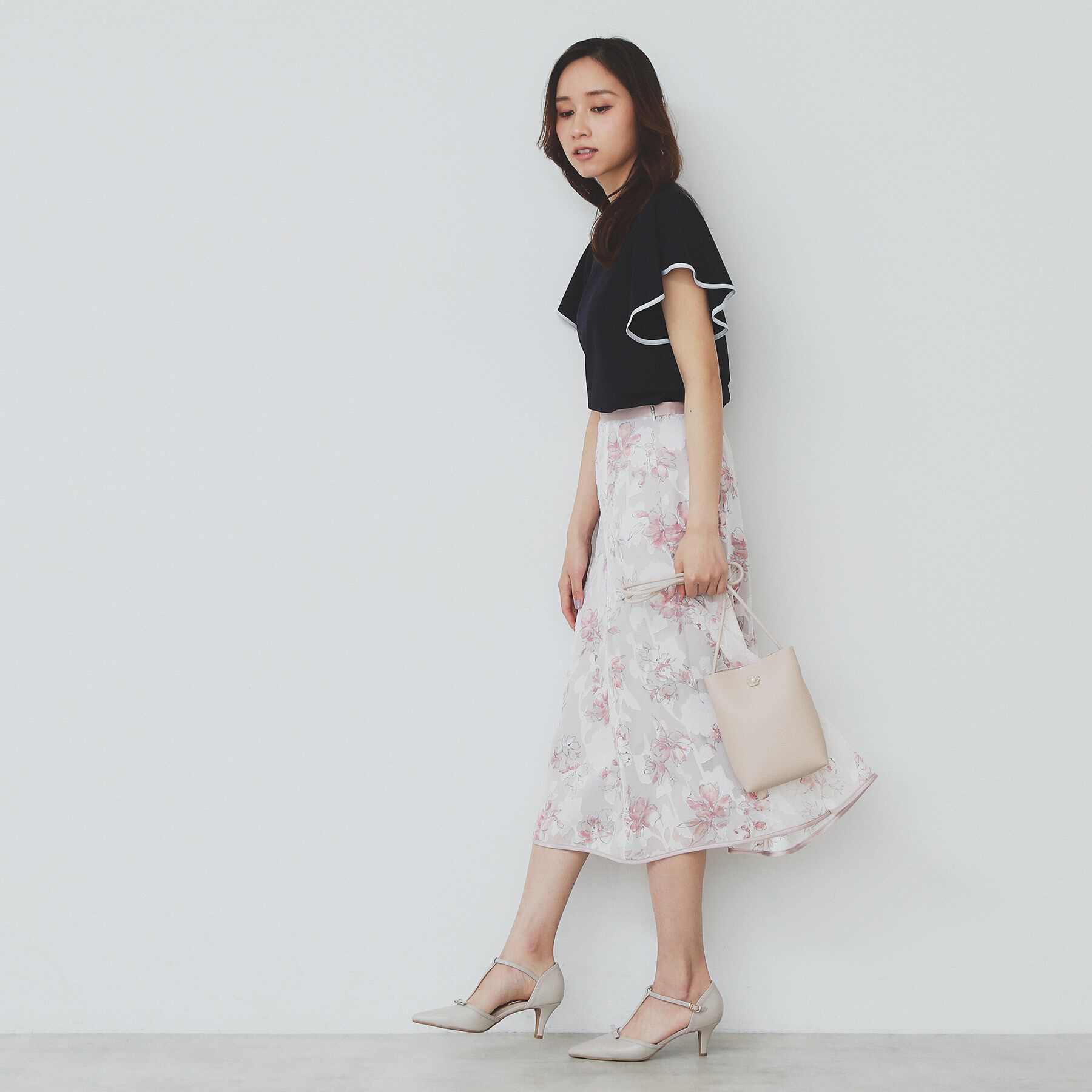 index「バイカラーフレアスリーブトップス【洗濯機洗い可】」|Tシャツ・カットソー|