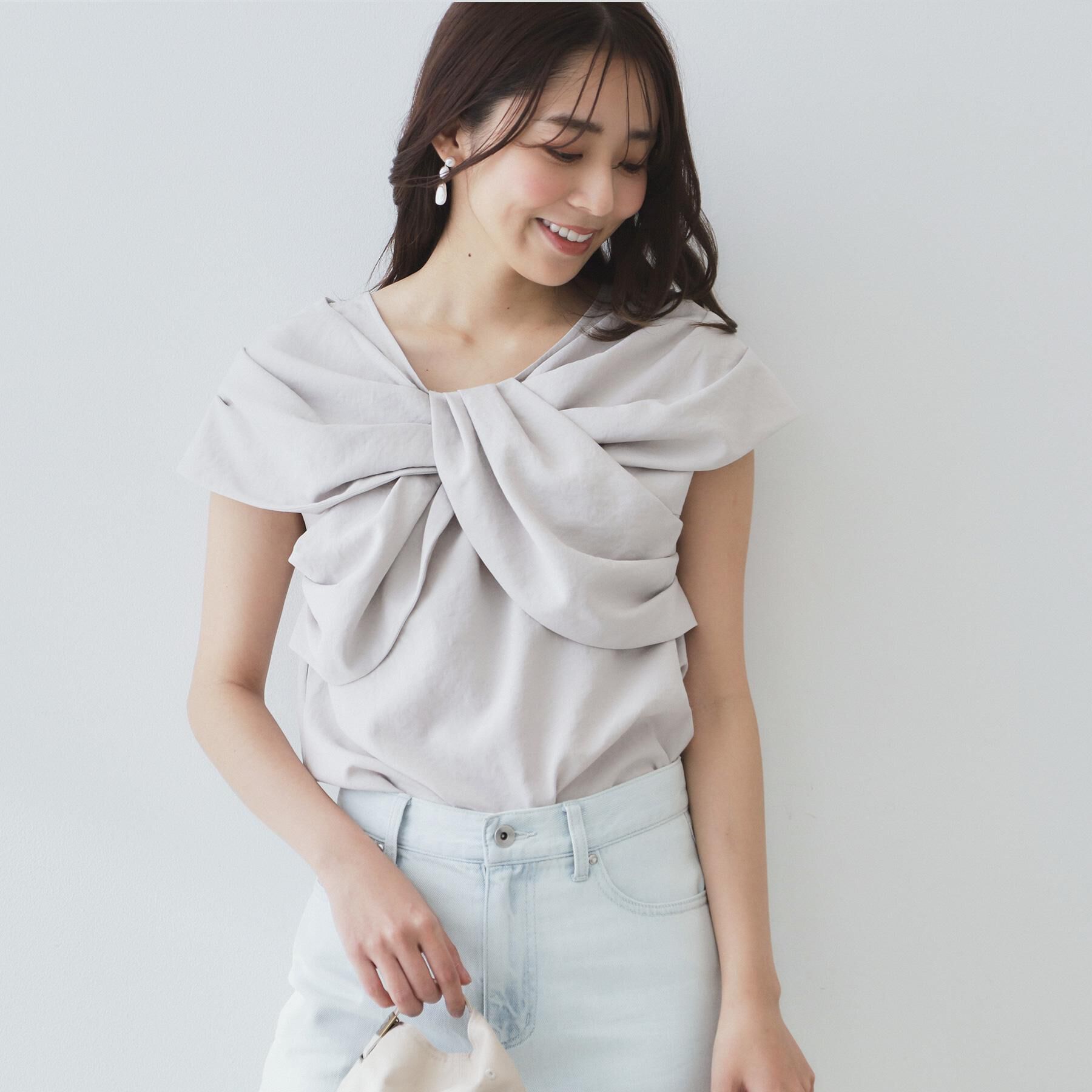 index「ビッグリボンショールブラウス【洗濯機洗い可/吸水速乾/防シワ/抗ピル/イージーアイロン】」|シャツ・ブラウス|