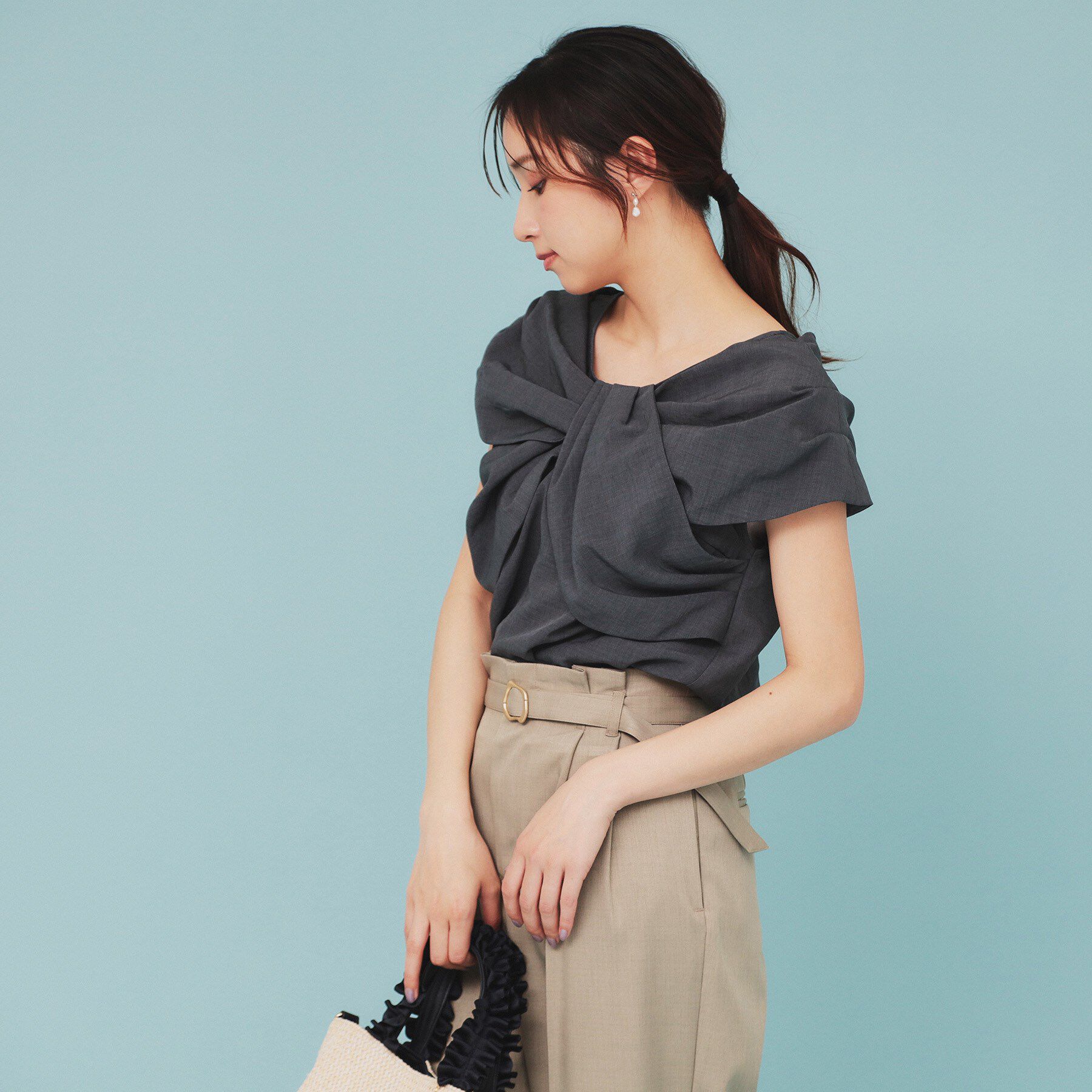 index「ビッグリボンショールブラウス【洗濯機洗い可/吸水速乾/防シワ/抗ピル/イージーアイロン】」|シャツ・ブラウス|