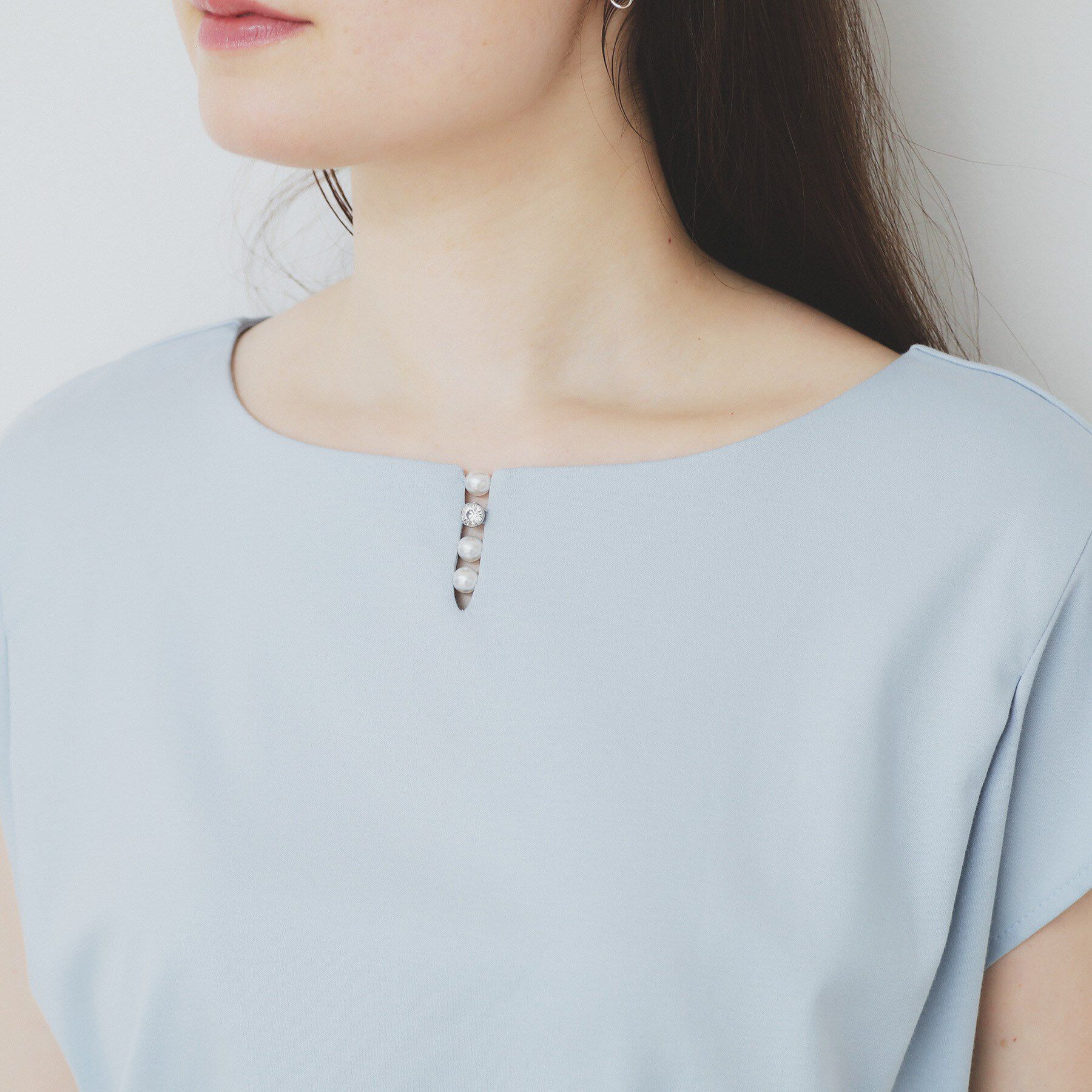 index「《6色展開/XS-3サイズ》キーネックビジュートップス【UV/接触冷感/洗濯機洗い可】」|Tシャツ・カットソー|