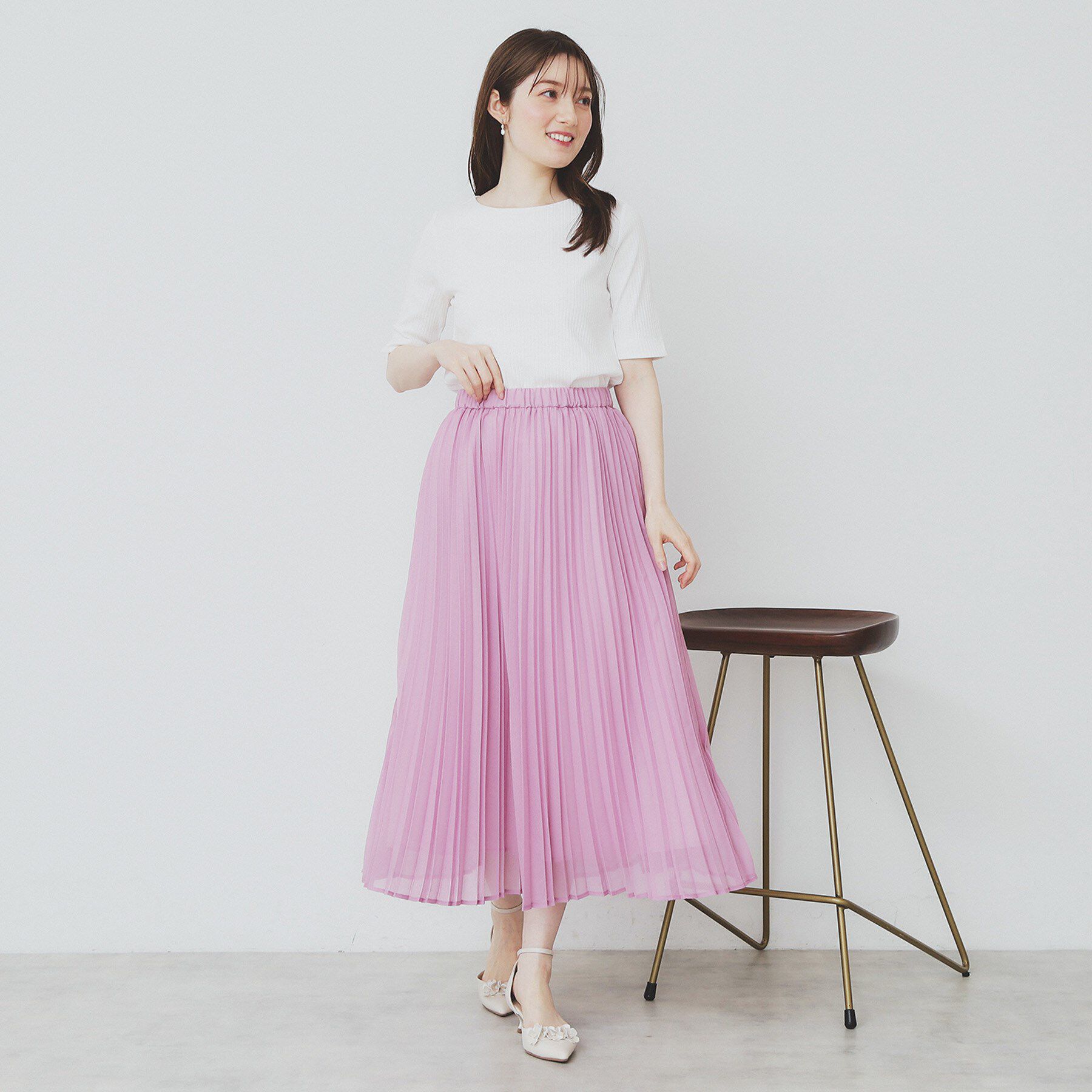 index「《7色展開/XS-LLサイズ》ボートネックリブトップス【UV/洗濯機洗い可】」|Tシャツ・カットソー|