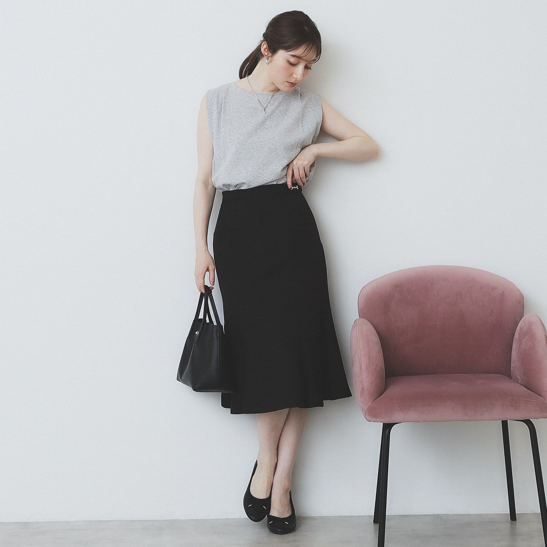 index「タックノースリーブニット【洗濯機洗い可/UVケア/抗ピル】」|Tシャツ・カットソー|