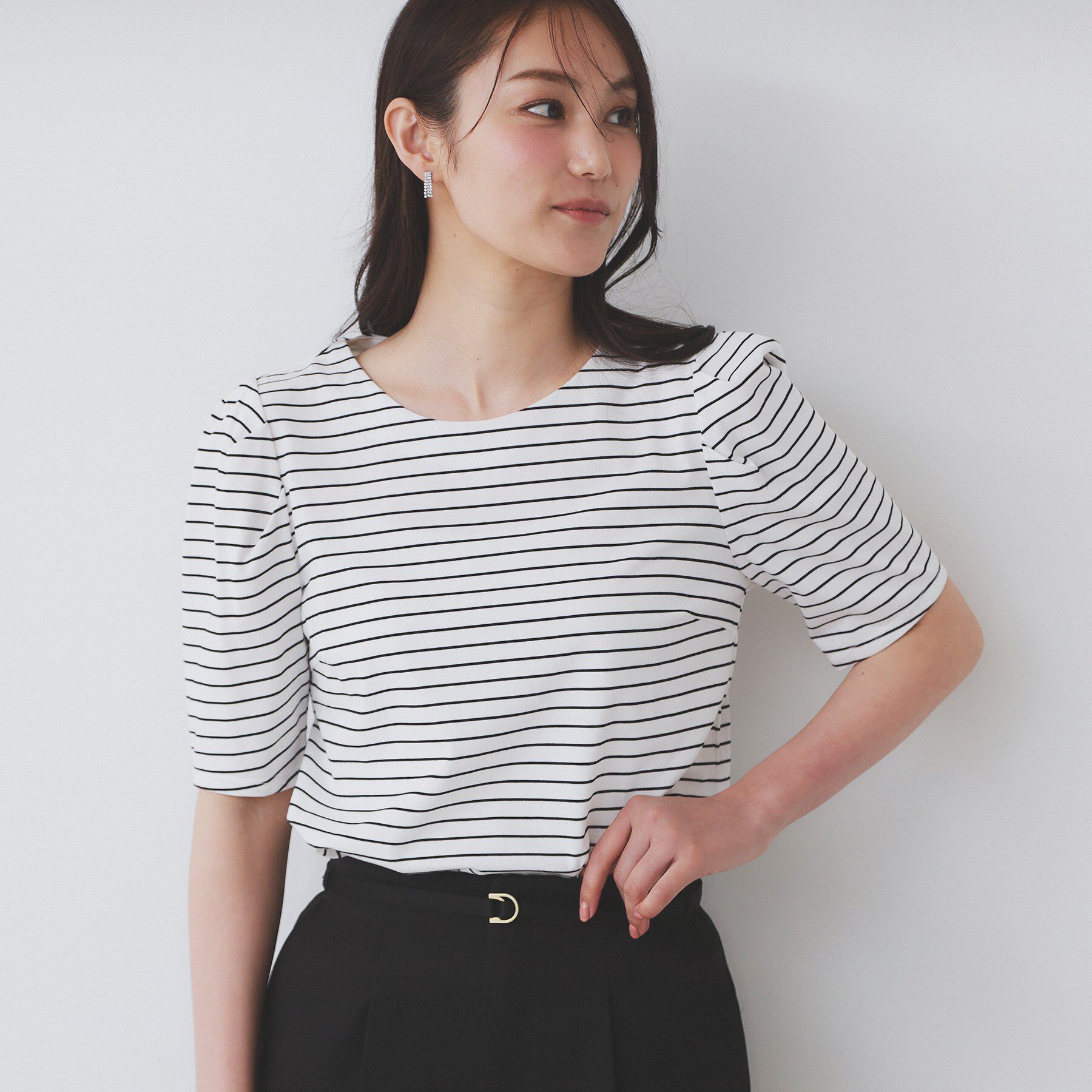 index「《7色展開/XS-LLサイズ》多機能タックスリーブトップス【汗ジミ防止/吸水速乾/接触冷感/UVケア」|Tシャツ・カットソー|オフホワイト(303