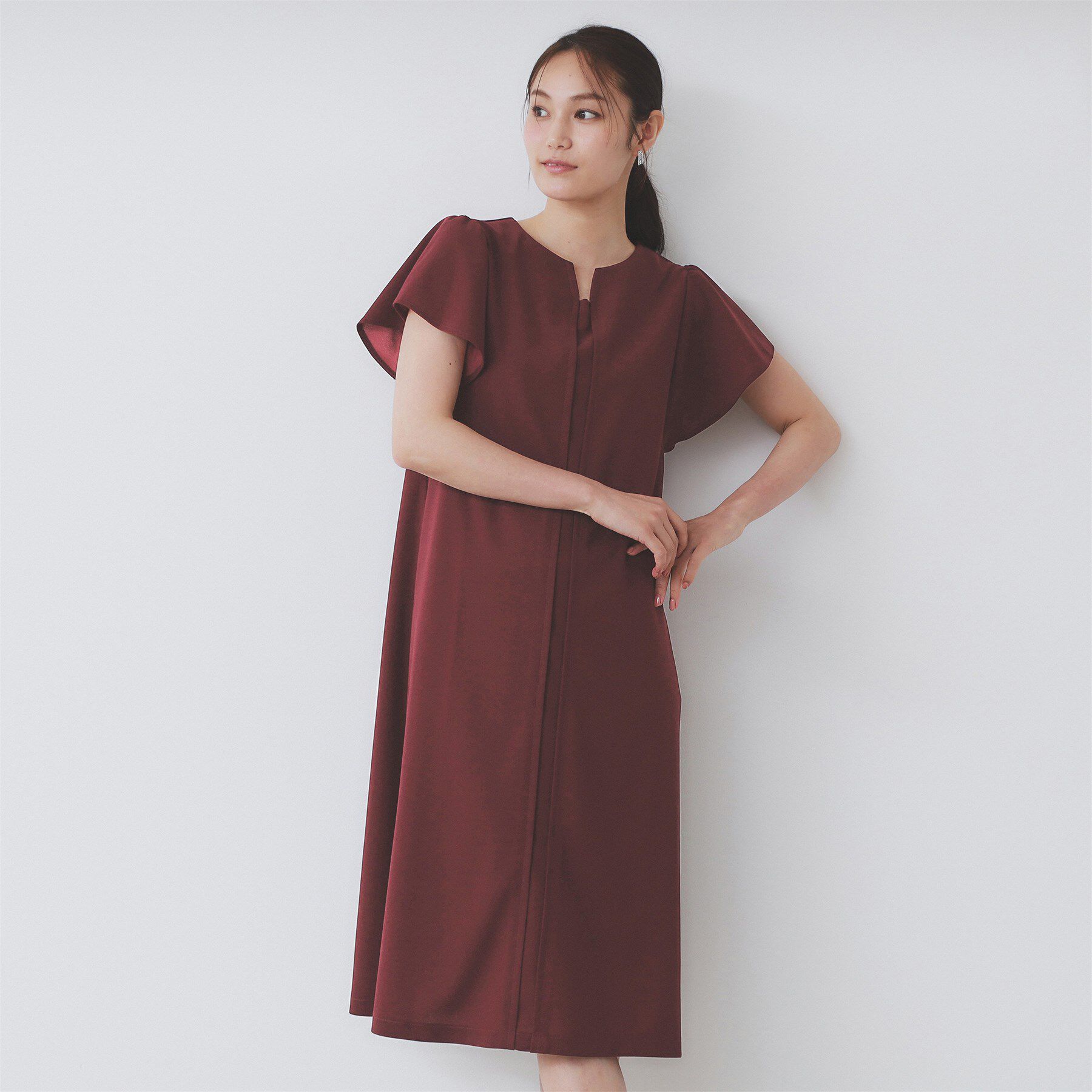 index「《S-3Lサイズ》フリルスリーブワンピース【洗濯機洗い可】」|ワンピース|