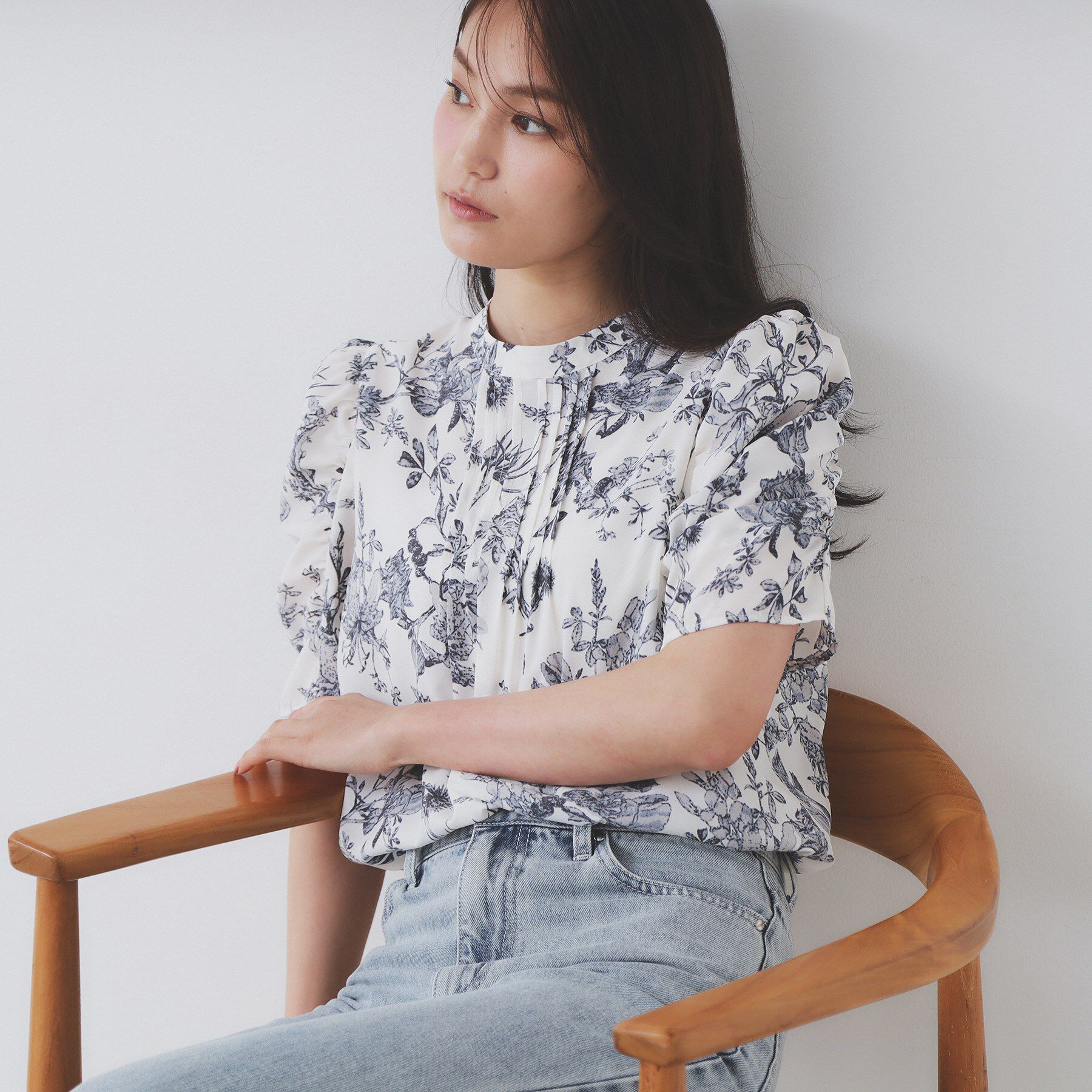 index「柄プリントピンタックブラウス【洗濯機洗い可/イージーアイロン/防シワ】」|シャツ・ブラウス|アイボリー(804)