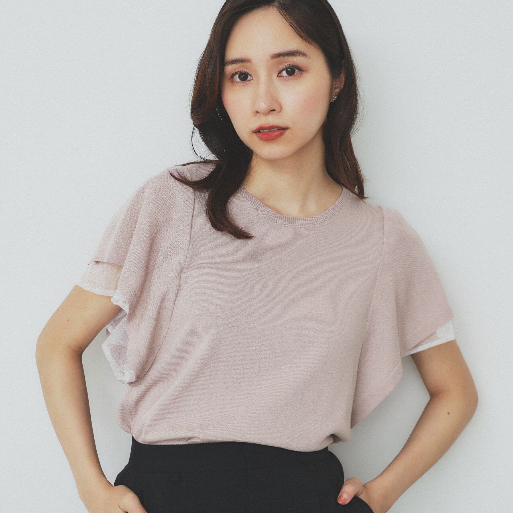 index「ダブルフレアスリーブニット【洗濯機洗い可/抗ピル/UVケア】」|ニット・セーター|