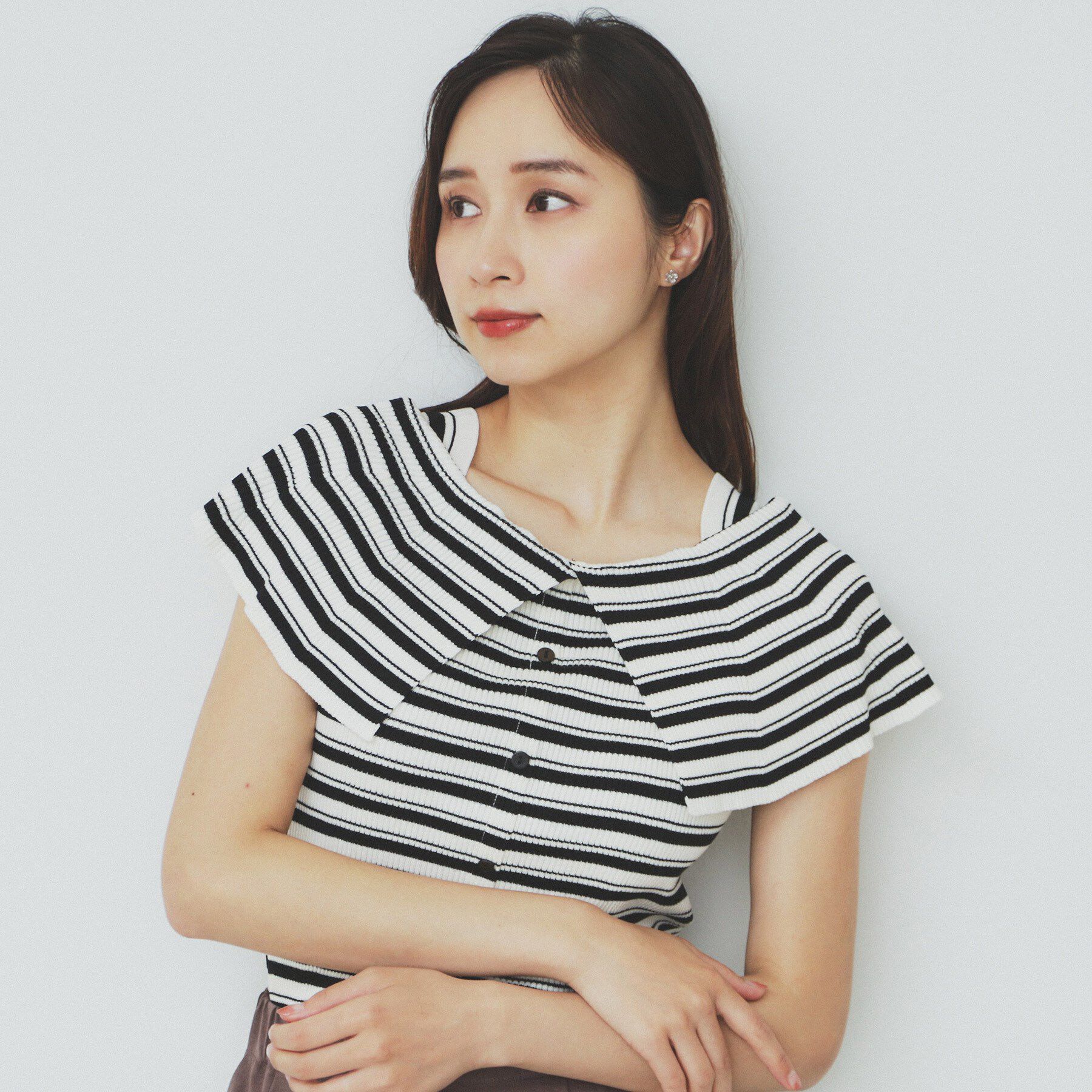 index「前後2wayオフショルビッグカラーニット【洗濯機洗い可/抗ピル】」|ニット・セーター|オフホワイト(303