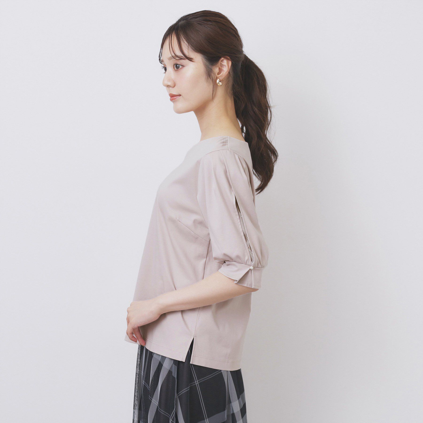 index「レースドッキングスリーブトップス【洗濯機洗い可/UVケア】」|Tシャツ・カットソー|