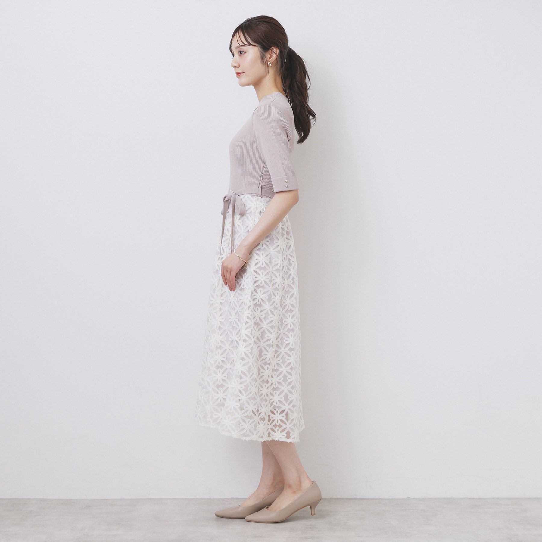 index「フラワーレースドッキングワンピース【洗える/抗ピル】」|ワンピース|