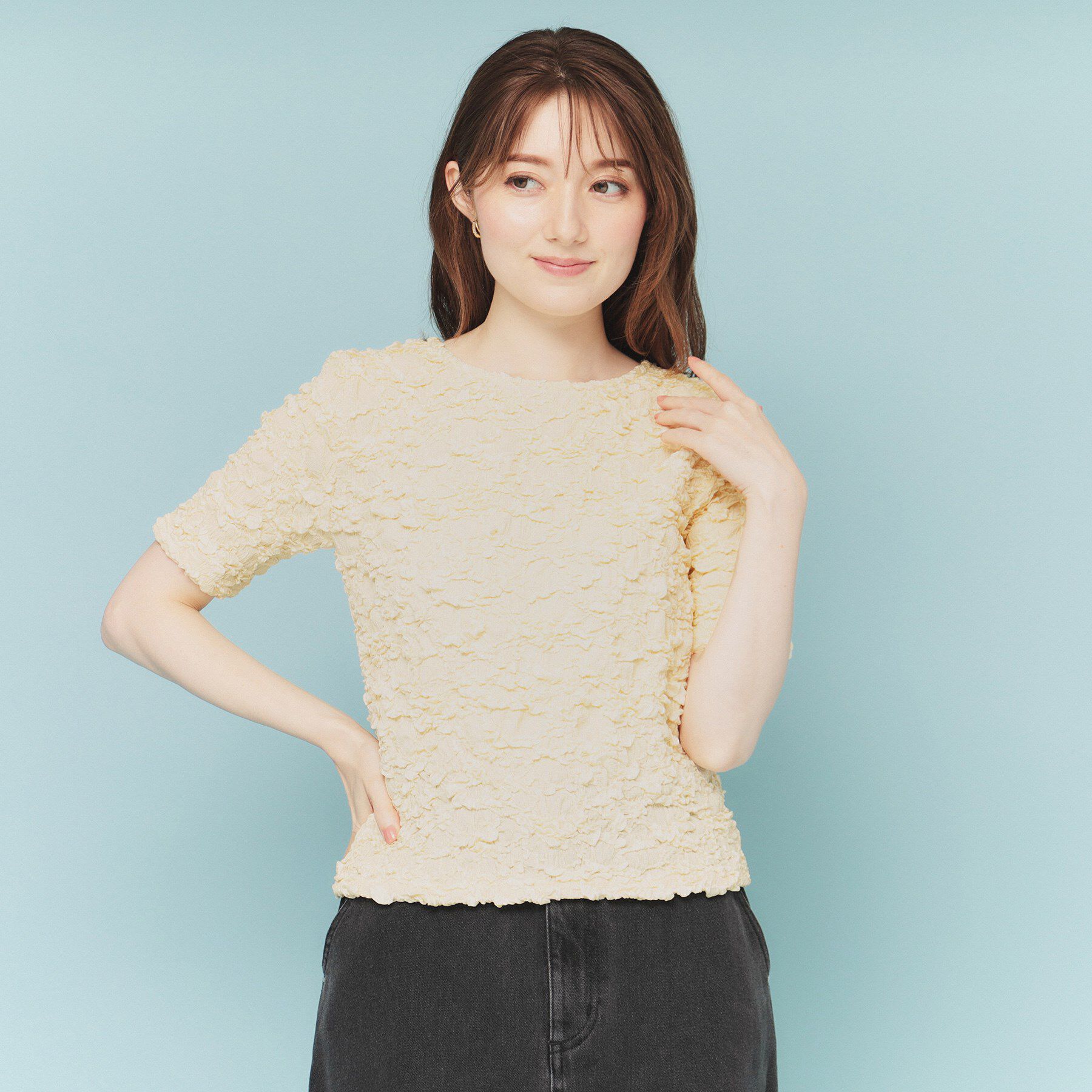 index「ジャカードコンパクトトップス【洗濯機洗い可】」|Tシャツ・カットソー|