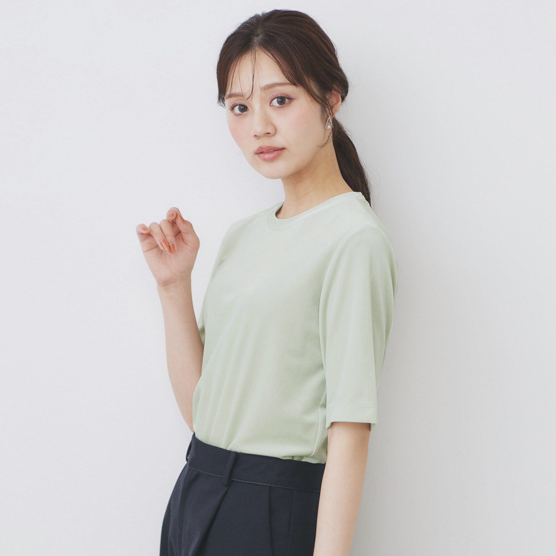 index「《andGIRL掲載》ベロアボクシーTシャツ【洗濯機洗い可】」|Tシャツ・カットソー|