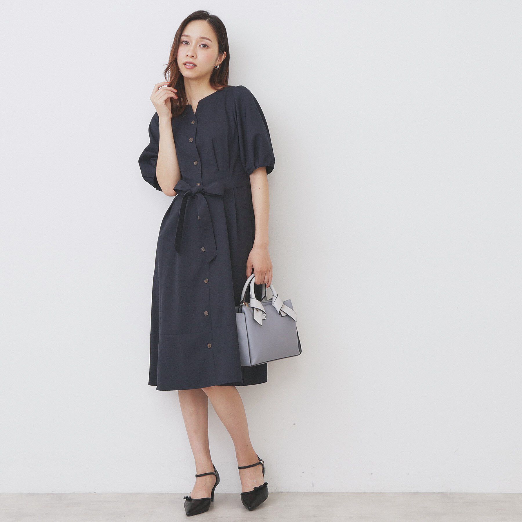index「タックパフスリーブワンピース【洗濯機洗い可/イージーアイロン】」|ワンピース|