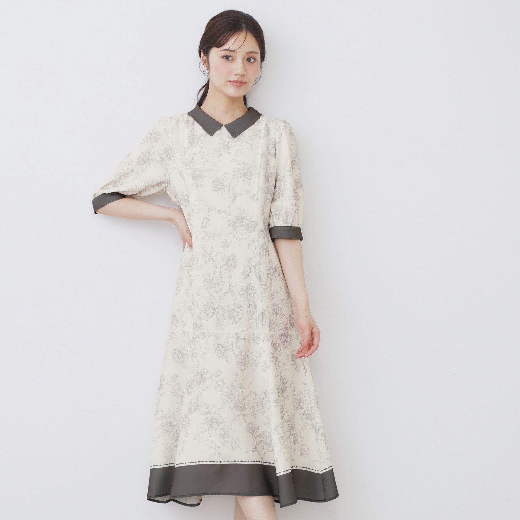 index「2WAY パネルフラワーバイカラーワンピース【洗濯機洗い可/イージーアイロン】」|ワンピース|