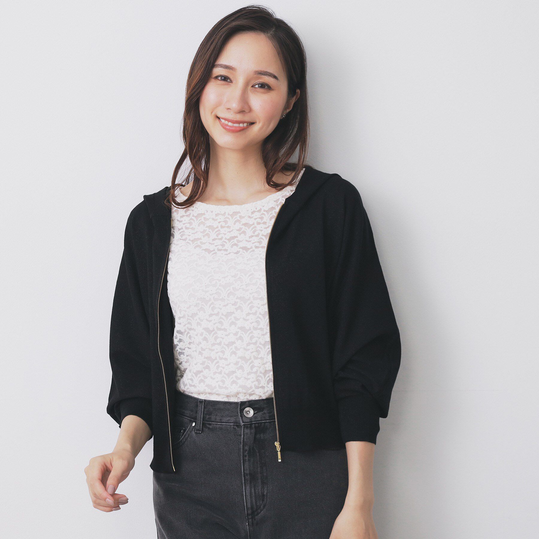 index「ドルマンジップラメパーカ【洗濯機OK】」|パーカー|