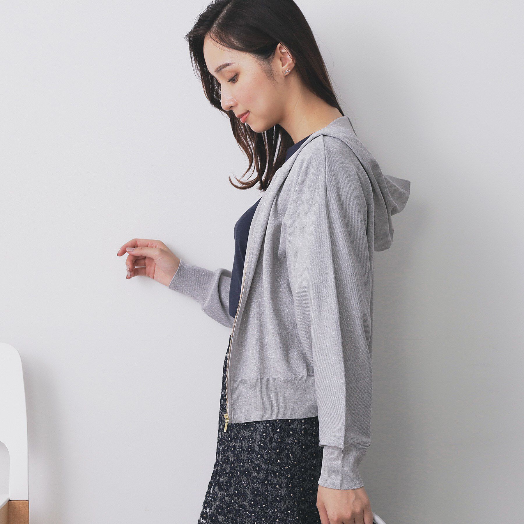 index「ドルマンジップラメパーカ【洗濯機OK】」|パーカー|