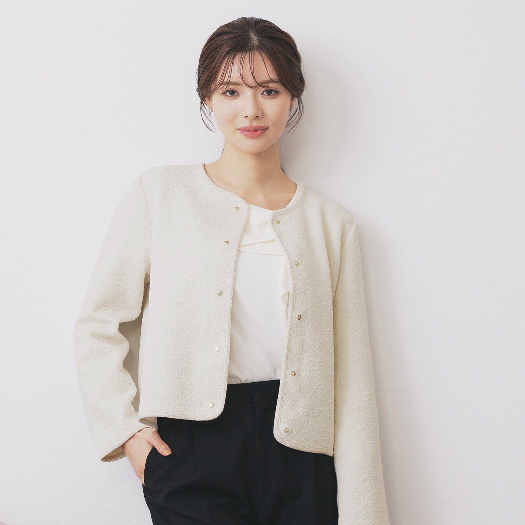 index「ストレッチノーカラーブルゾン【洗濯機OK】」|ブルゾン・スタジャン|