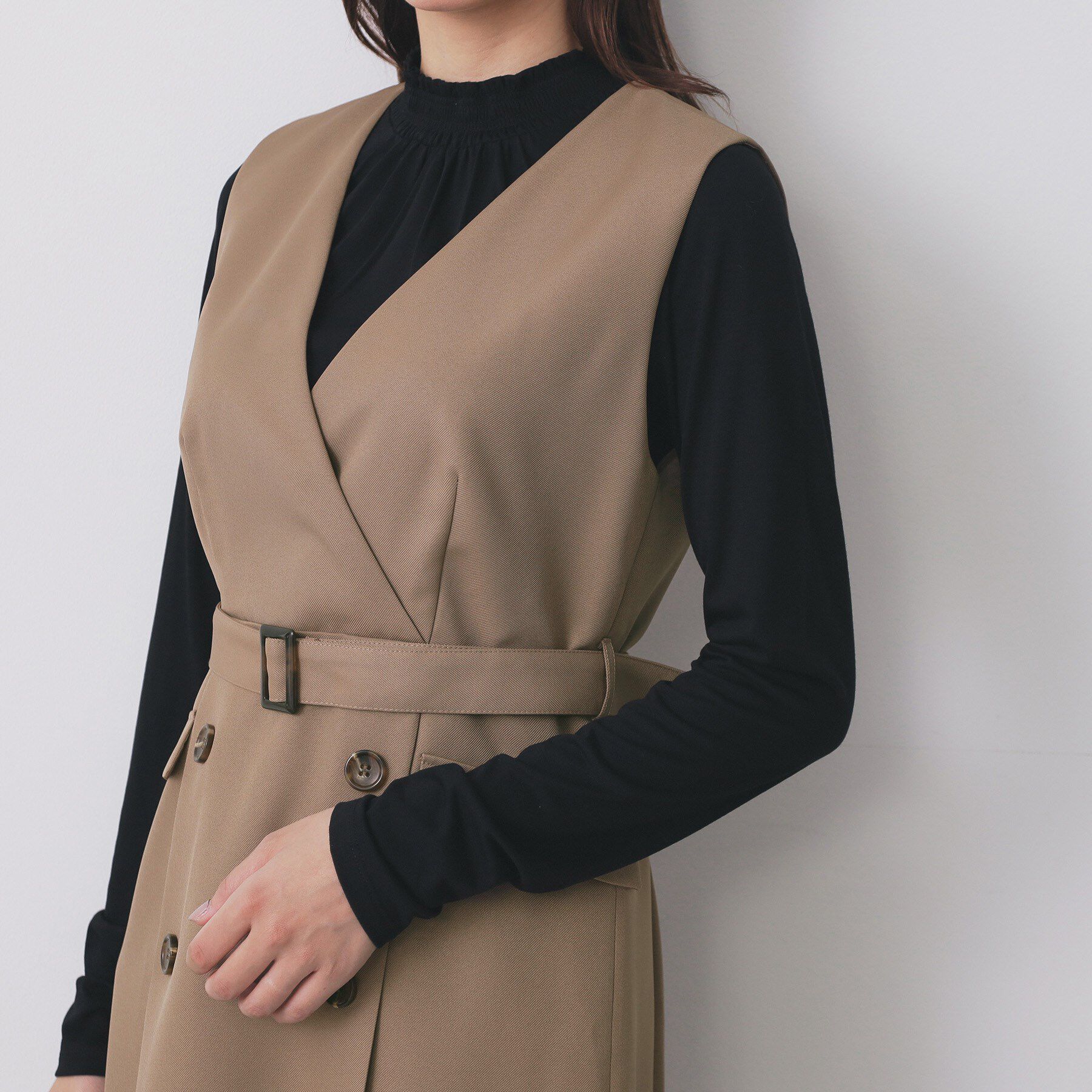 index「トレンチディティールワンピース【洗濯機OK/イージーアイロン/防シワ】」|ワンピース|