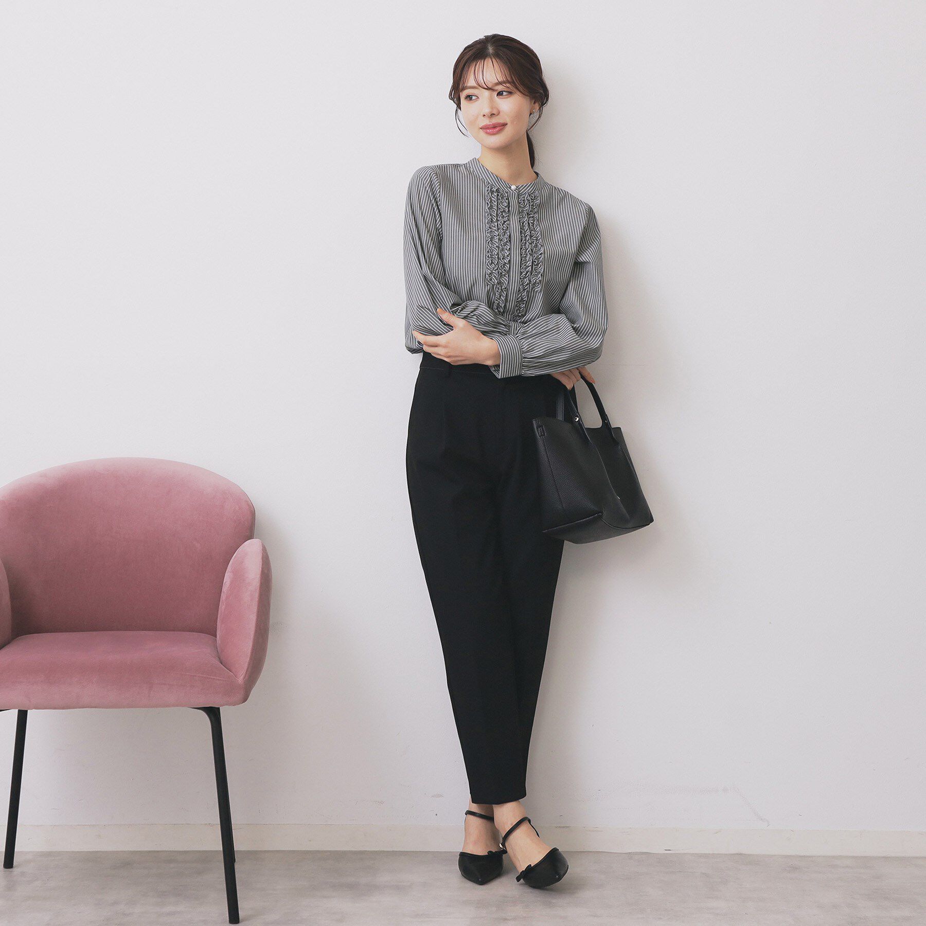 index「バンドカラーフリルブラウス【洗濯機OK/イージーアイロン/防シワ】」|シャツ・ブラウス|