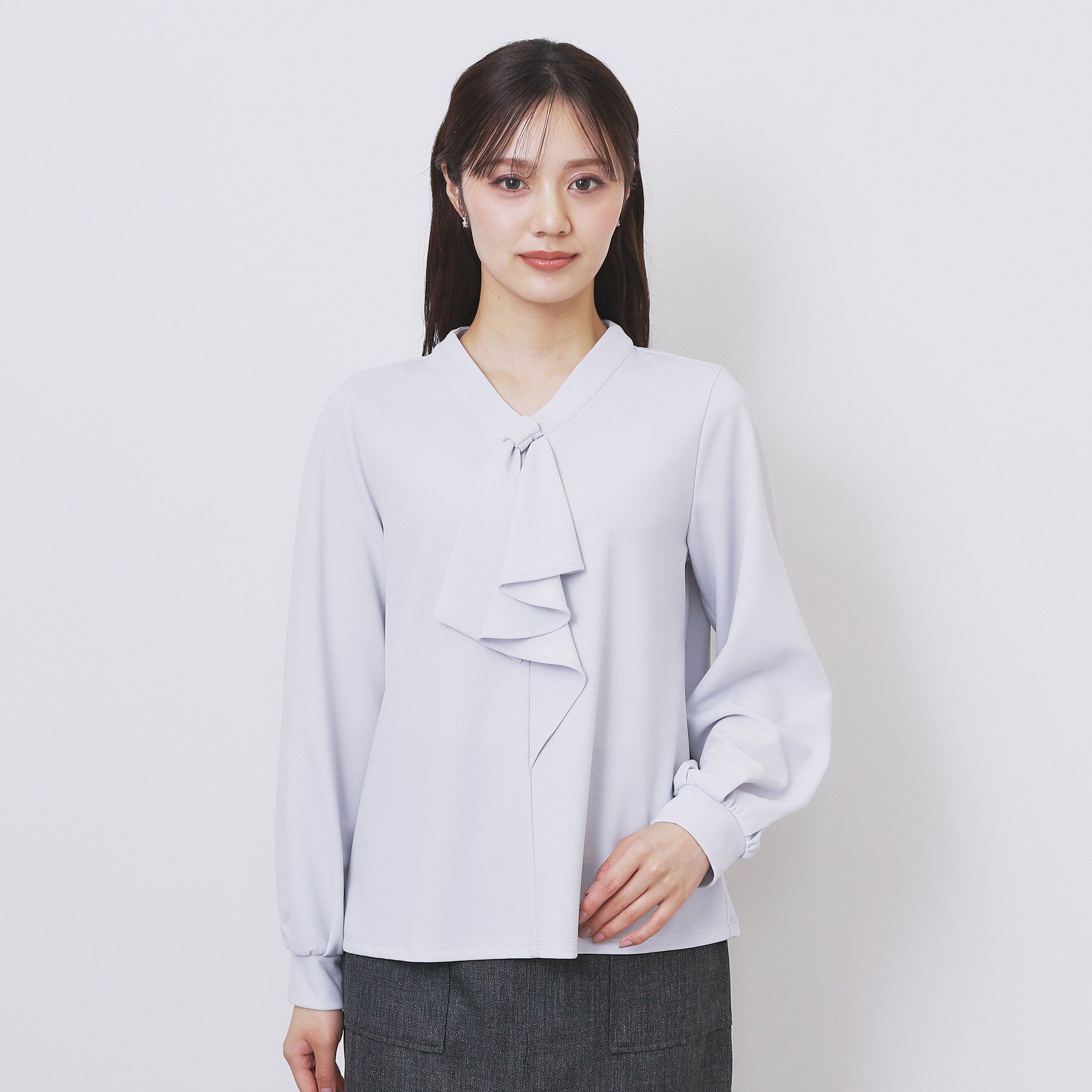 index「ボウタイフリルトップス【洗濯機OK/ストレッチ/イージーアイロン/防シワ】《S～3L》」|Tシャツ・カットソー|