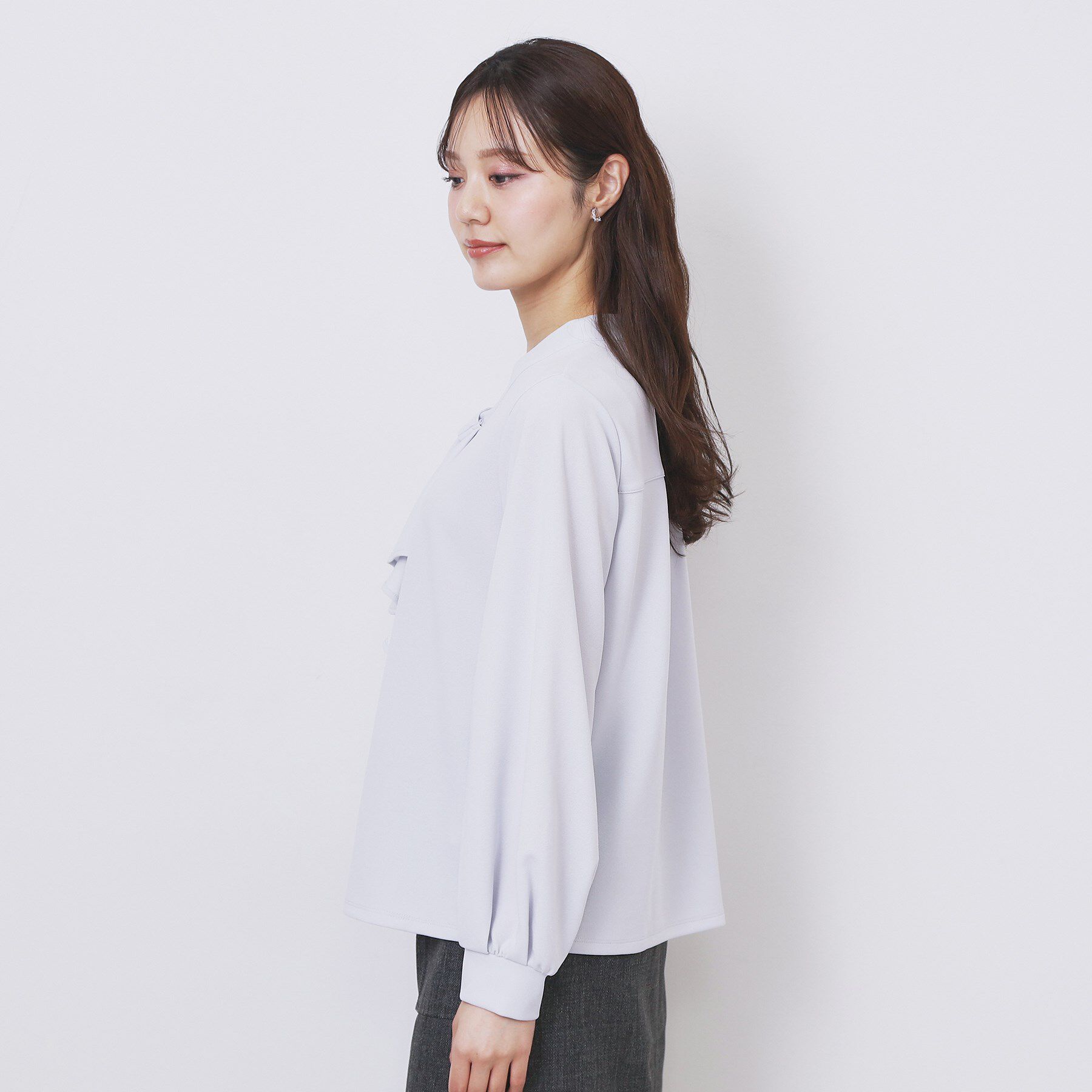 index「ボウタイフリルトップス【洗濯機OK/ストレッチ/イージーアイロン/防シワ】《S～3L》」|Tシャツ・カットソー|