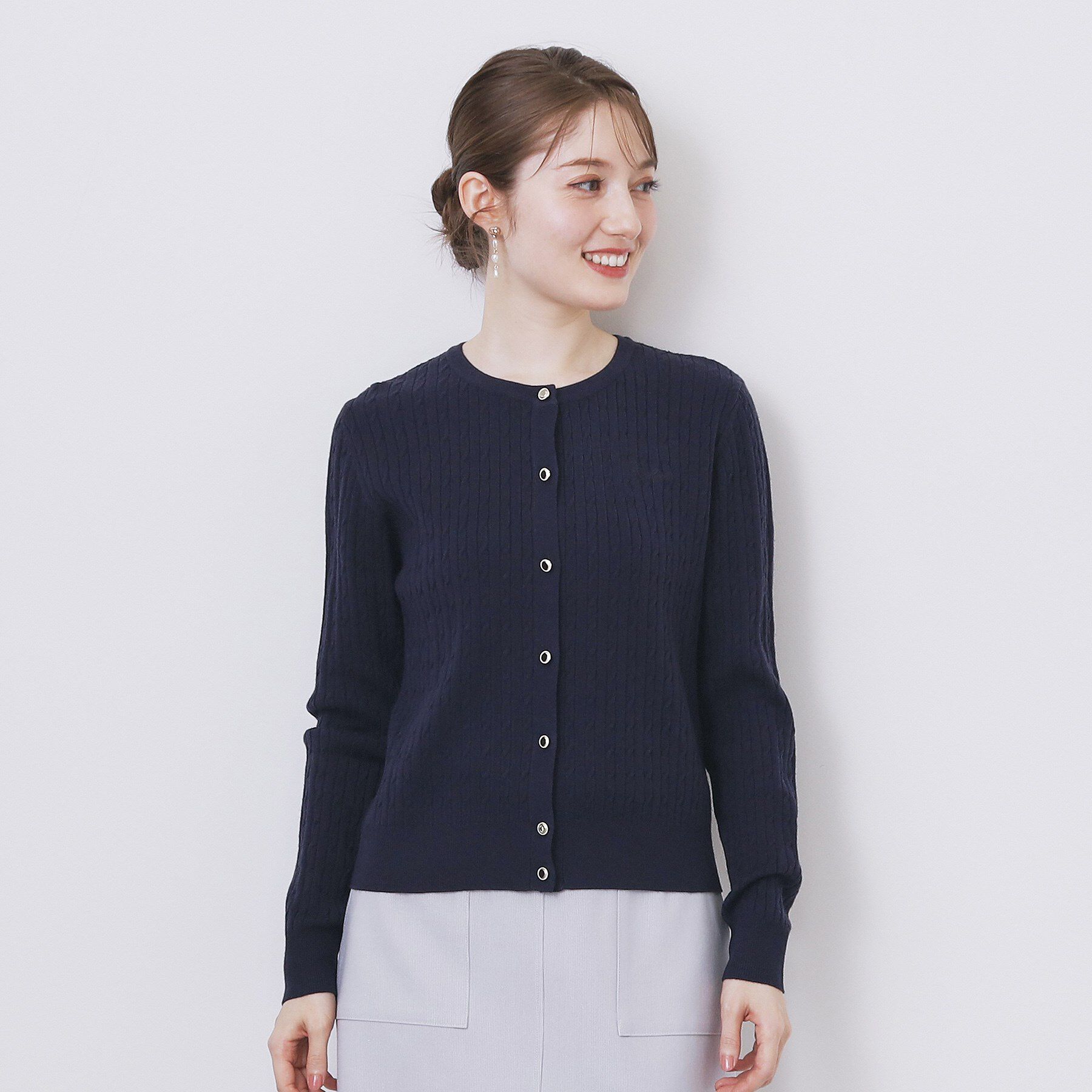 index「クルーネックケーブルカーディガン【洗濯機OK】」|カーディガン|