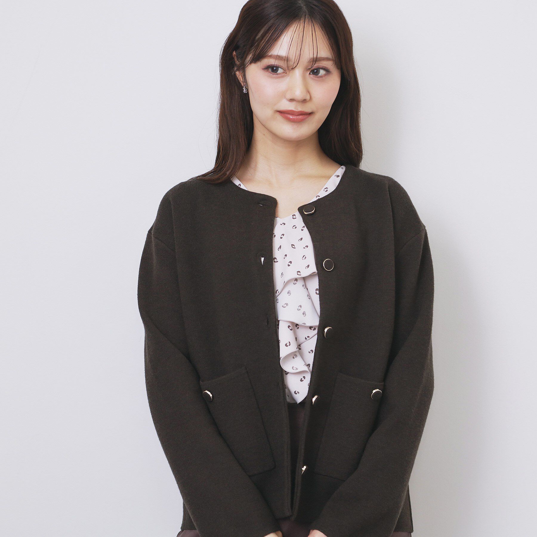 index「ダブルフェイスコーディガン【洗濯機OK】」|カーディガン|ブラウン(044)