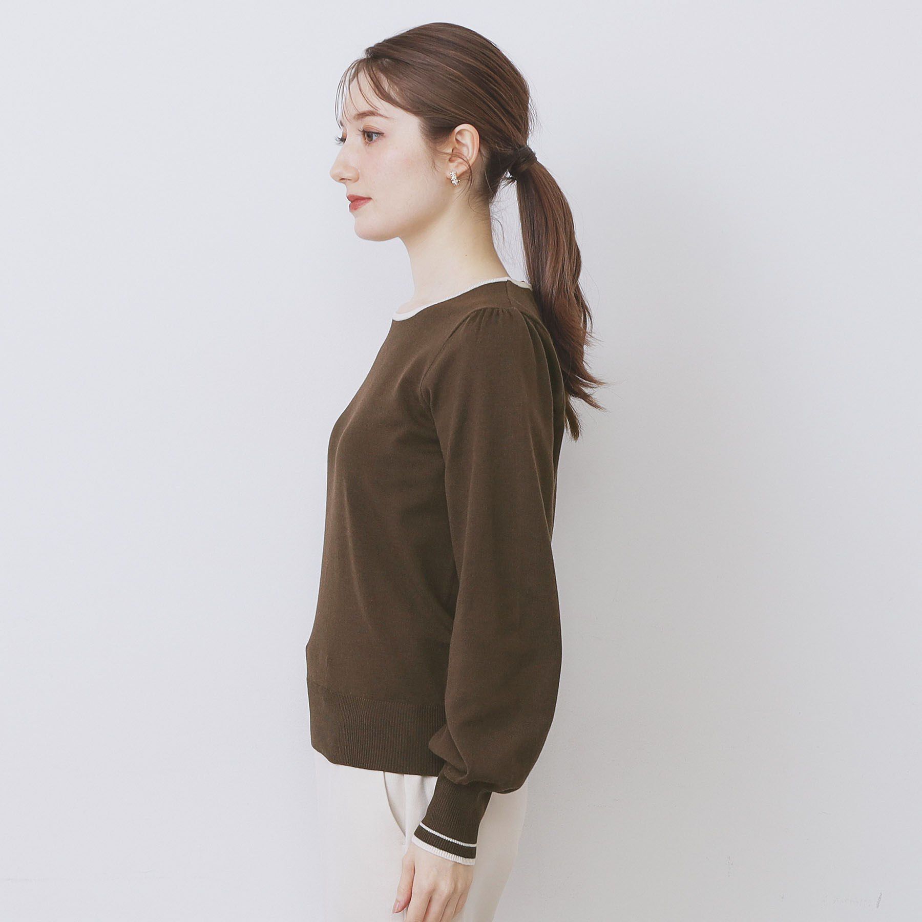 index「バイカラーパフスリーブニット【洗濯機OK】」|ニット・セーター|