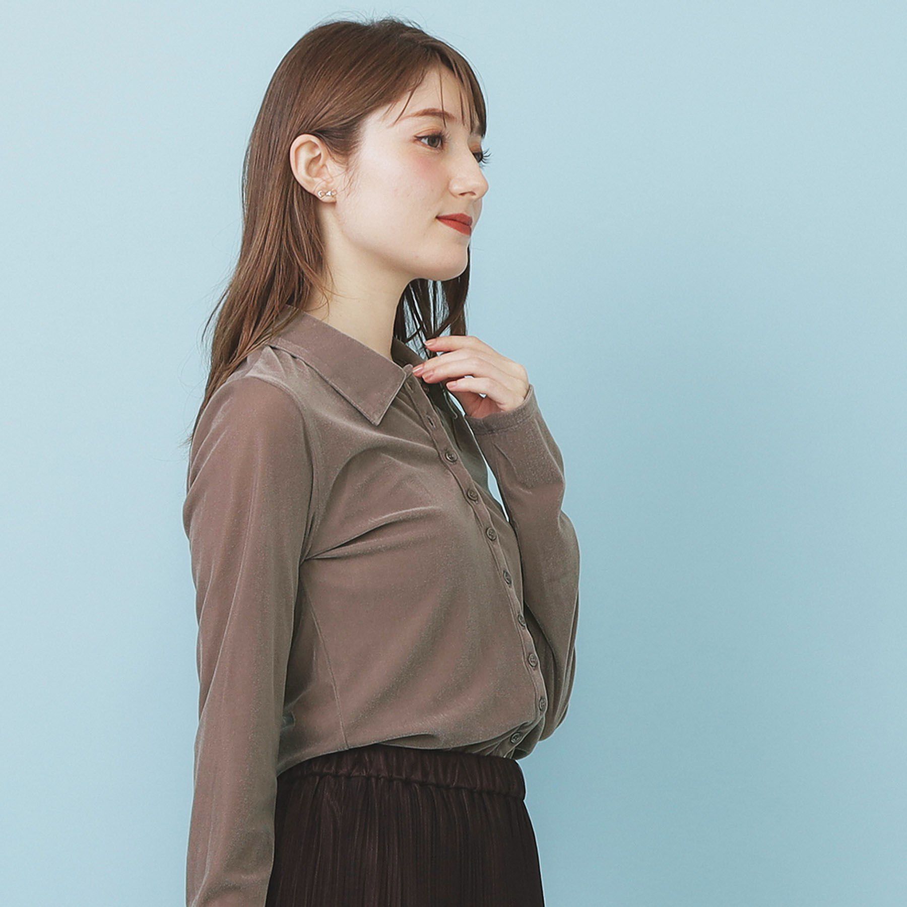 index「衿付きベロアジャージトップス【洗濯機OK】」|Tシャツ・カットソー|