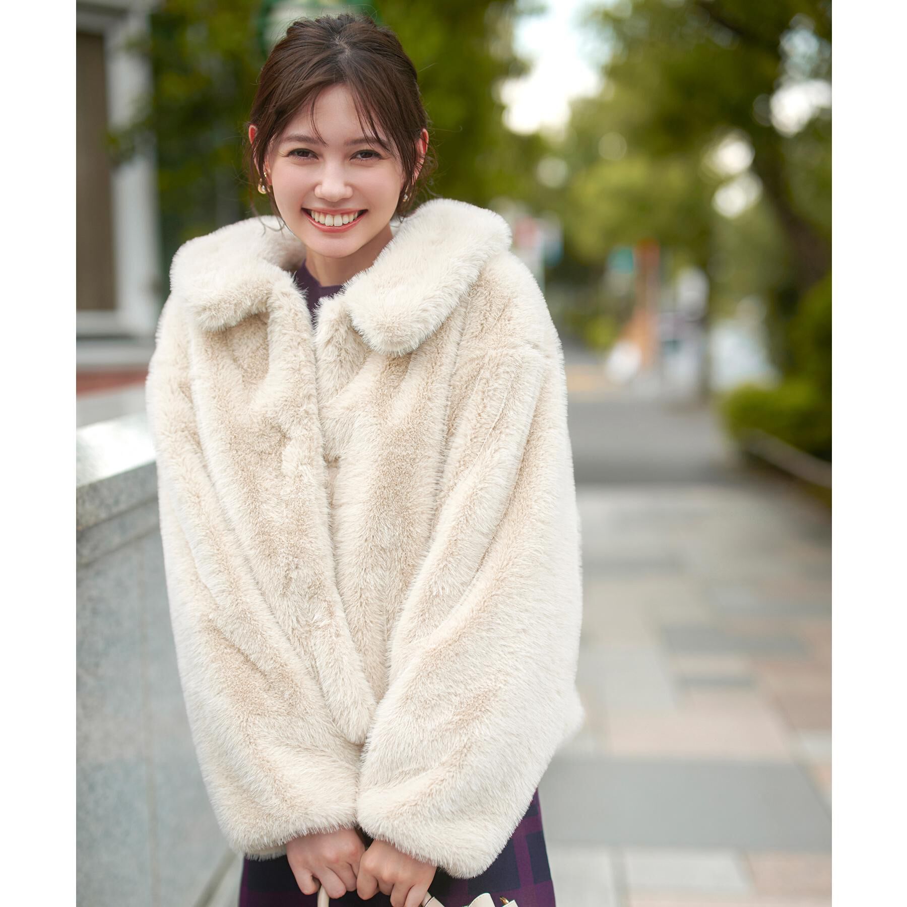 index「エコファーショートコート【洗える】」|ステンカラーコート|