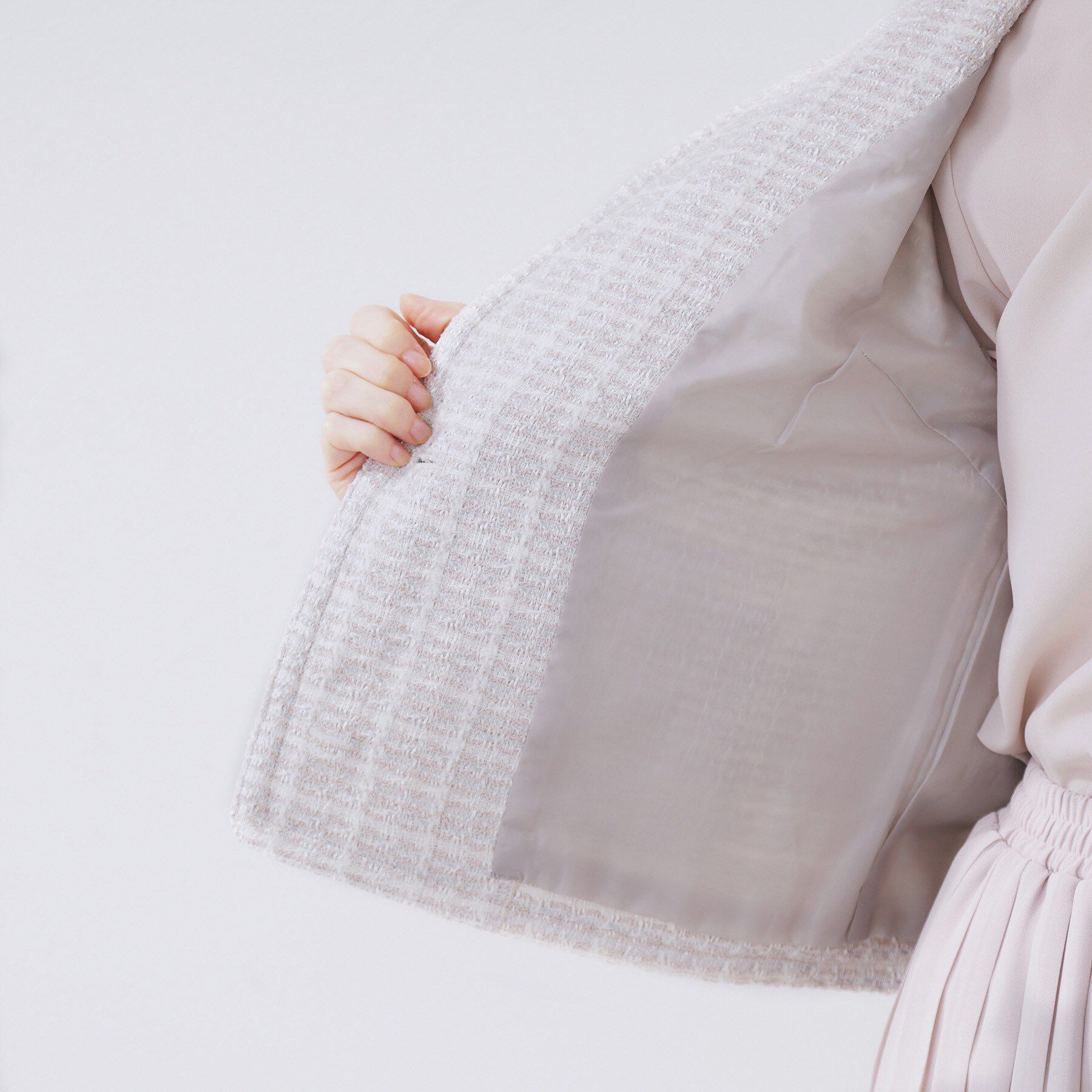 index「ファンシーツイードノーカラージャケット【洗える】」|ノーカラージャケット|