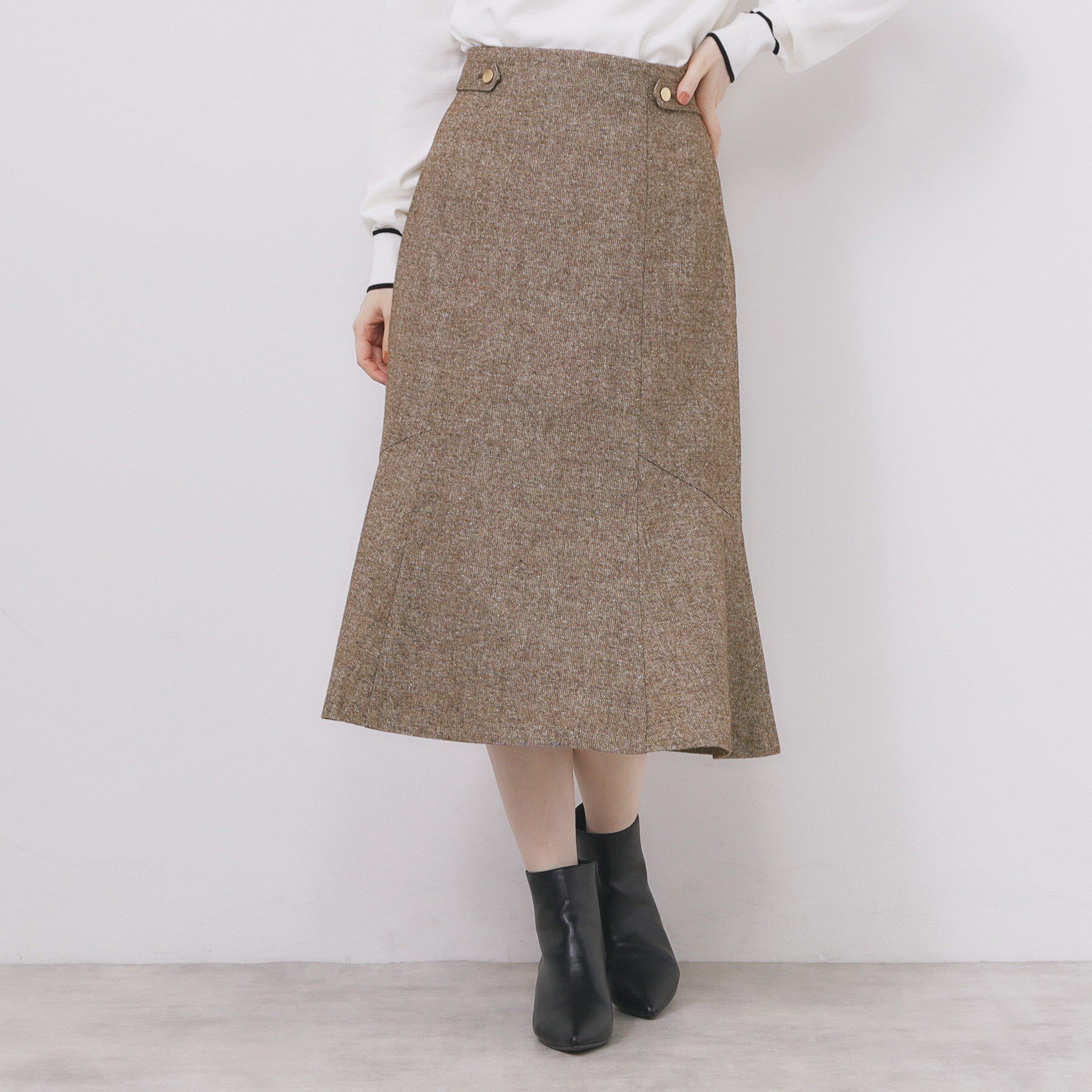 index「マーメイドフレアスカート【洗濯機OK/防シワ】」|スカート|ブラウン(844)