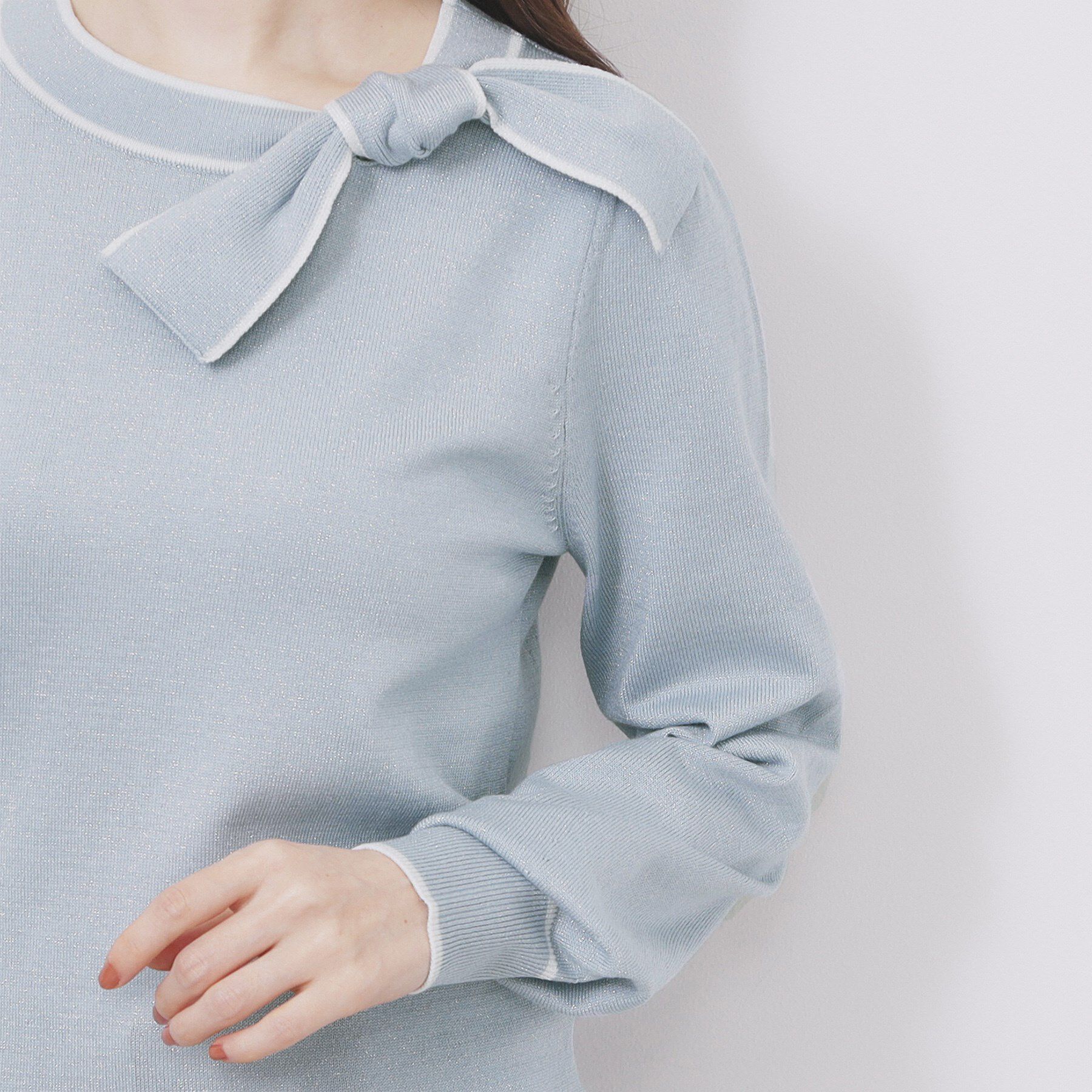 index「サイドリボンバイカラーニット【洗濯機OK】」|ニット・セーター|