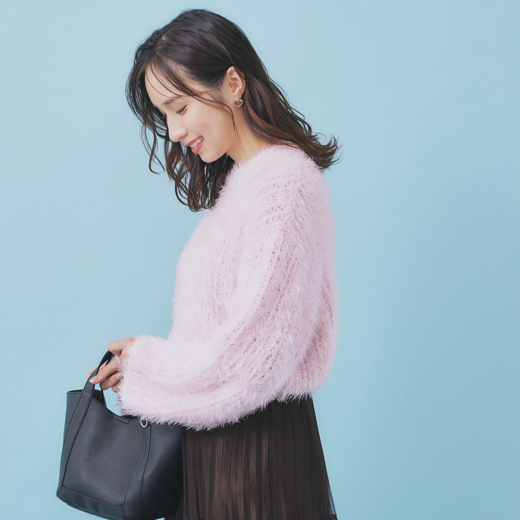 index「透かし編みショートフェザーニット【洗濯機OK】」|ニット・セーター|